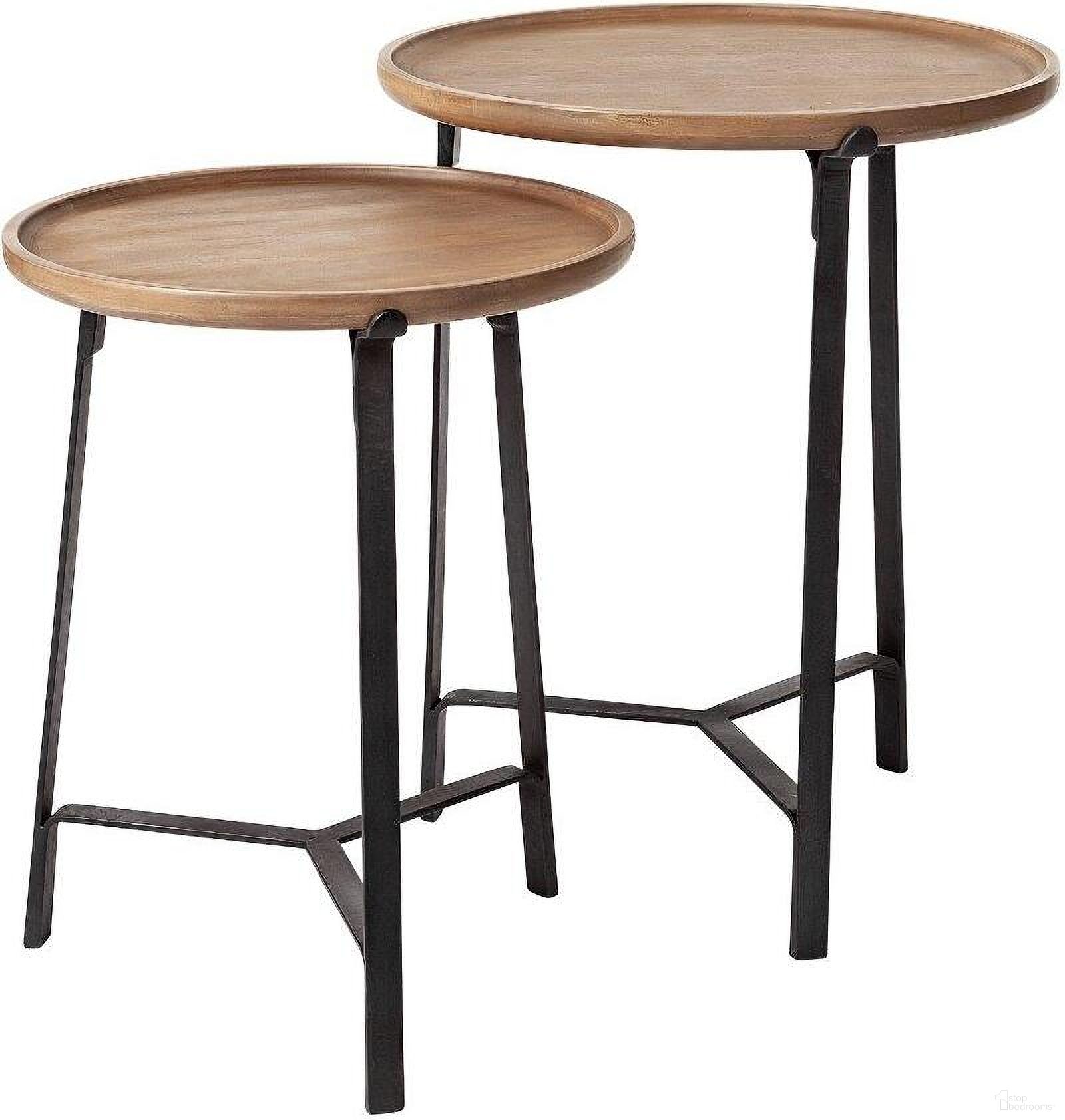 The appearance of Helios Iii Round Brown Solid Wood Iron Base Nesting Side Tables Set of 2 designed by Mercana in the modern / contemporary interior design. This black and brown piece of furniture was selected by 1StopBedrooms from Helios Collection to add a touch of cosiness and style into your home. Sku: 69014. Material: Wood.