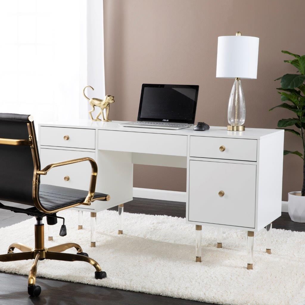 The appearance of Helston White Writing Desk designed by SEI Furniture in the modern / contemporary interior design. This white piece of furniture  was selected by 1StopBedrooms from Helston Collection to add a touch of cosiness and style into your home. Sku: HO1153137. Material: Wood.