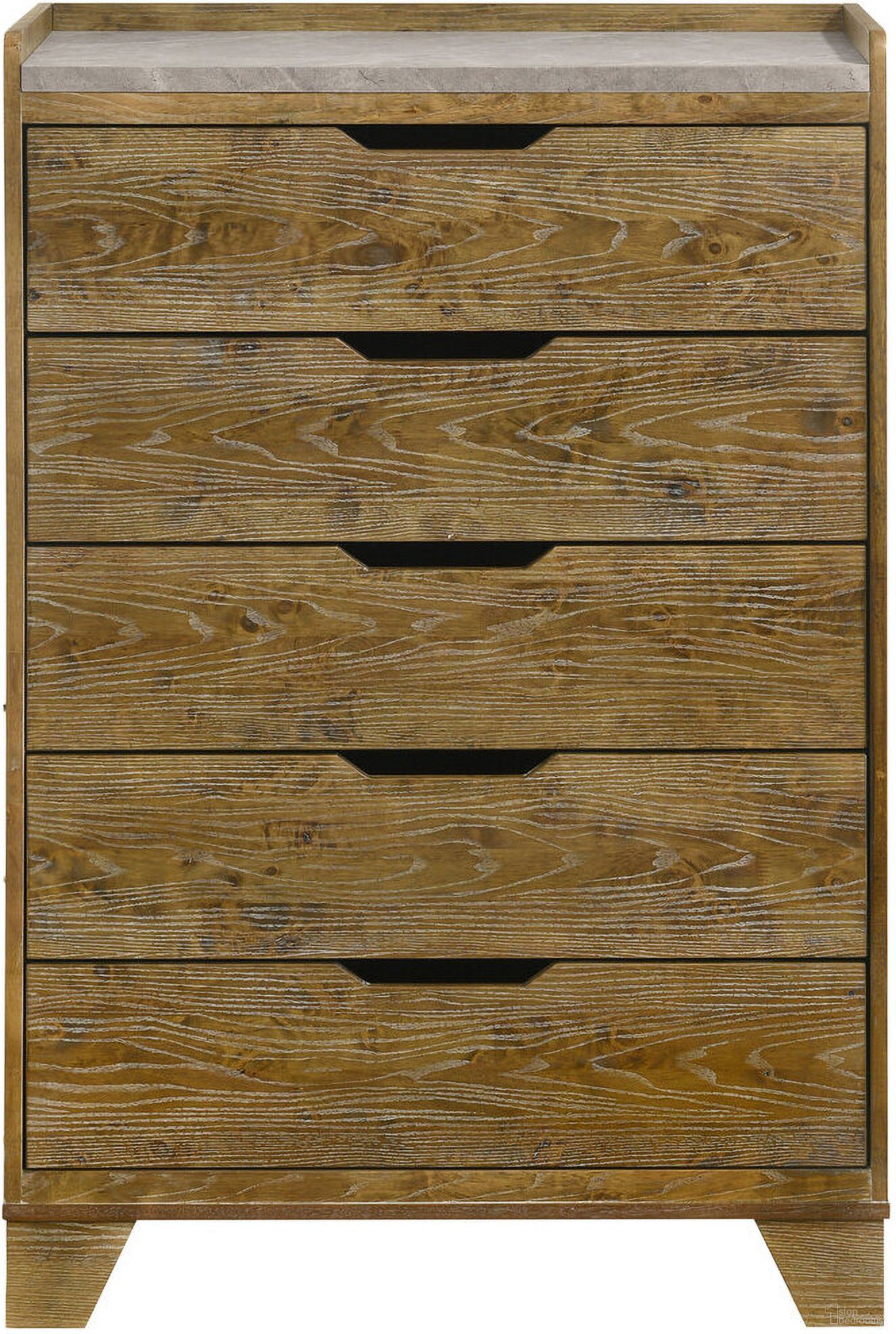 The appearance of Henderson 5-Drawer Bedroom Chest of Drawers In Medium Oak designed by Coaster in the rustic / southwestern interior design. This medium oak piece of furniture was selected by 1StopBedrooms from Henderson Collection to add a touch of cosiness and style into your home. Sku: 222975. Material: MDF.
