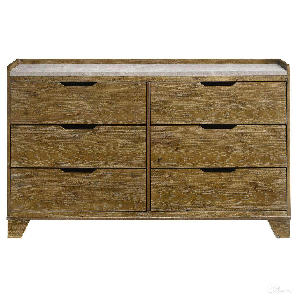 The appearance of Henderson 6-Drawer Bedroom Dresser Cabinet In Medium Oak designed by Coaster in the rustic / southwestern interior design. This medium oak piece of furniture was selected by 1StopBedrooms from Henderson Collection to add a touch of cosiness and style into your home. Sku: 222973. Material: Rubberwood.