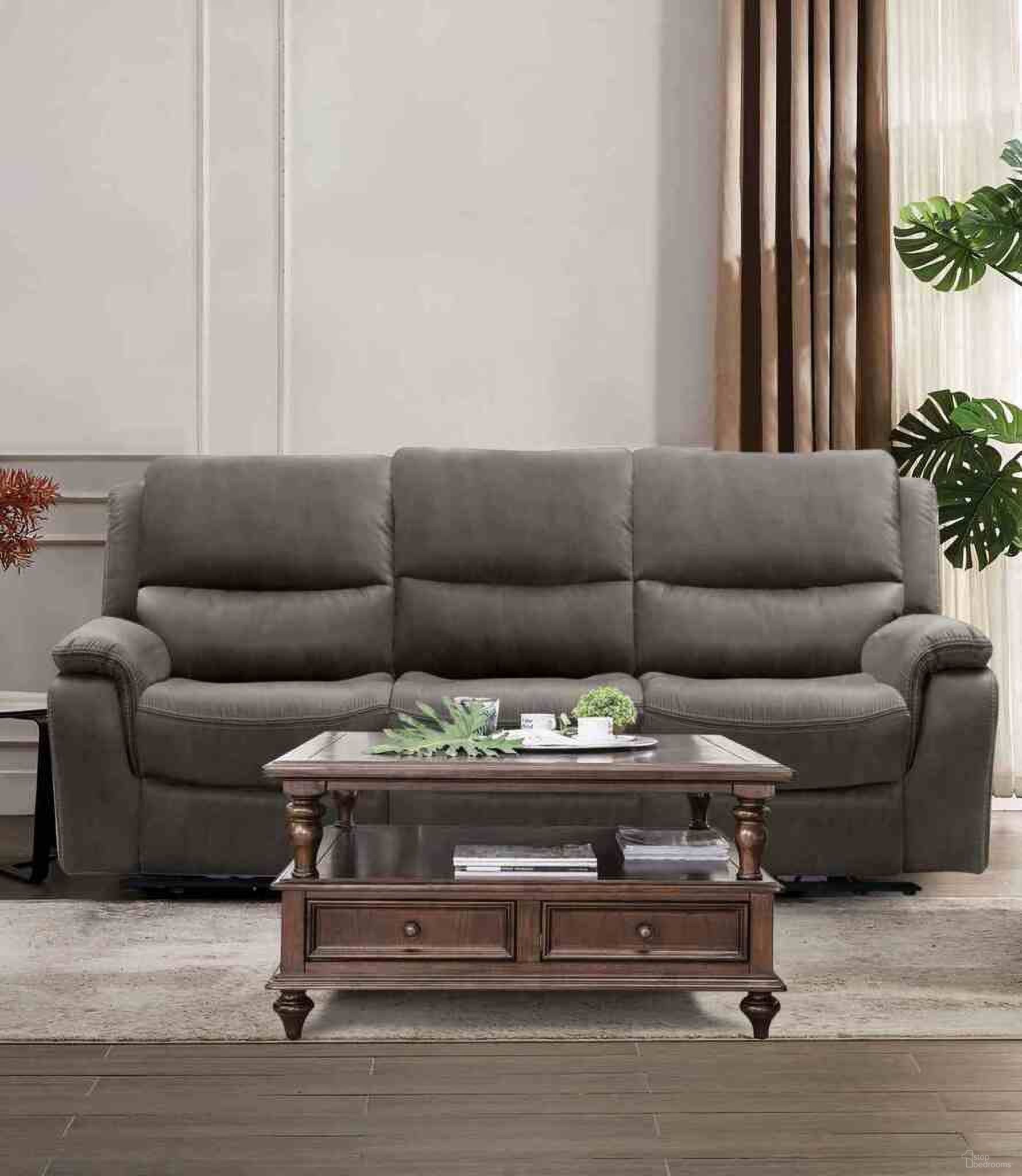 The appearance of Henricus Sofa In Dark Gray designed by Furniture of America in the transitional interior design. This dark gray piece of furniture  was selected by 1StopBedrooms from Henricus Collection to add a touch of cosiness and style into your home. Sku: CM9911DG-SF. Material: Fabric.