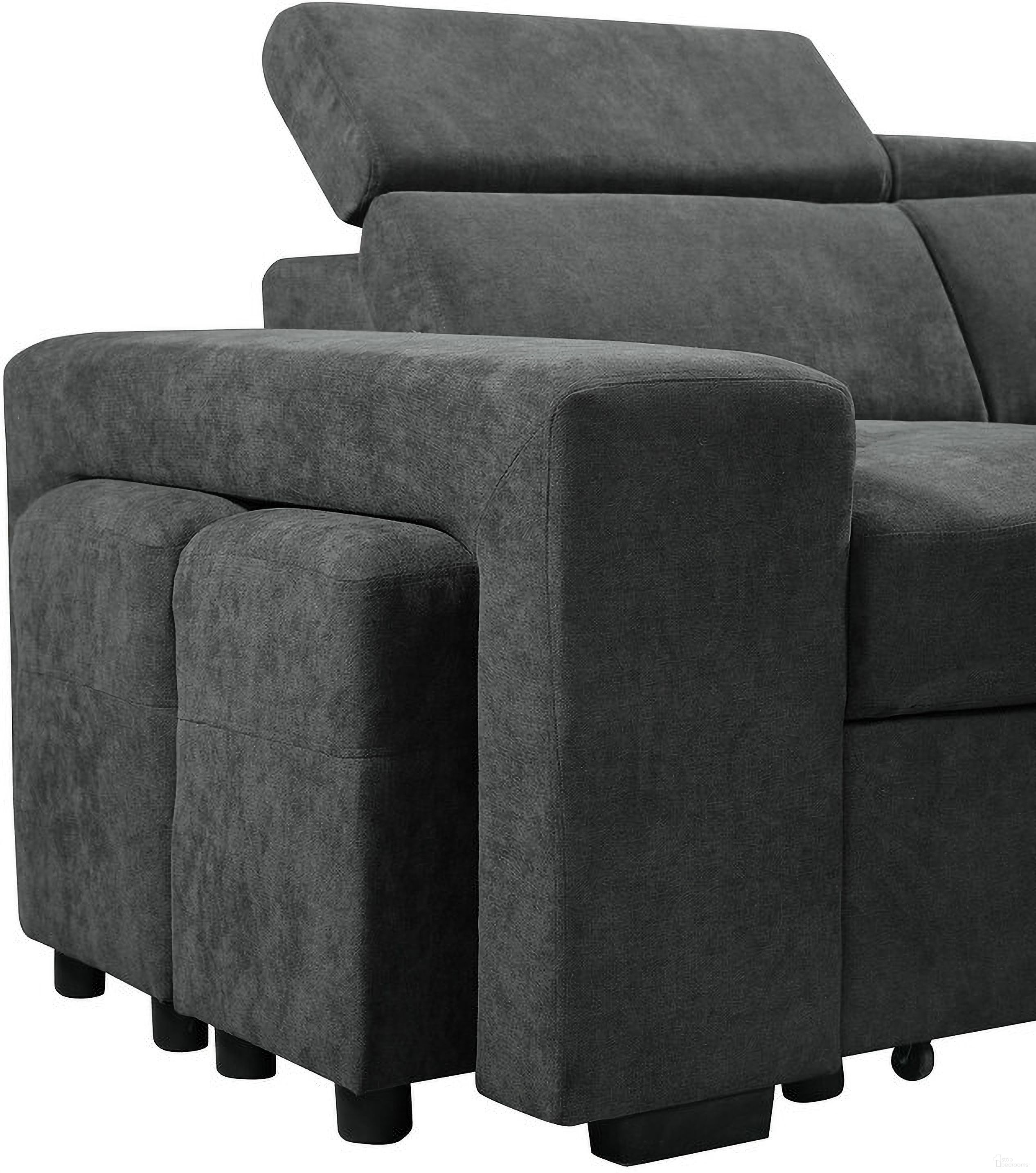 Henrik Dark Gray Sleeper Sectional Sofa With Storage Ottoman And 2