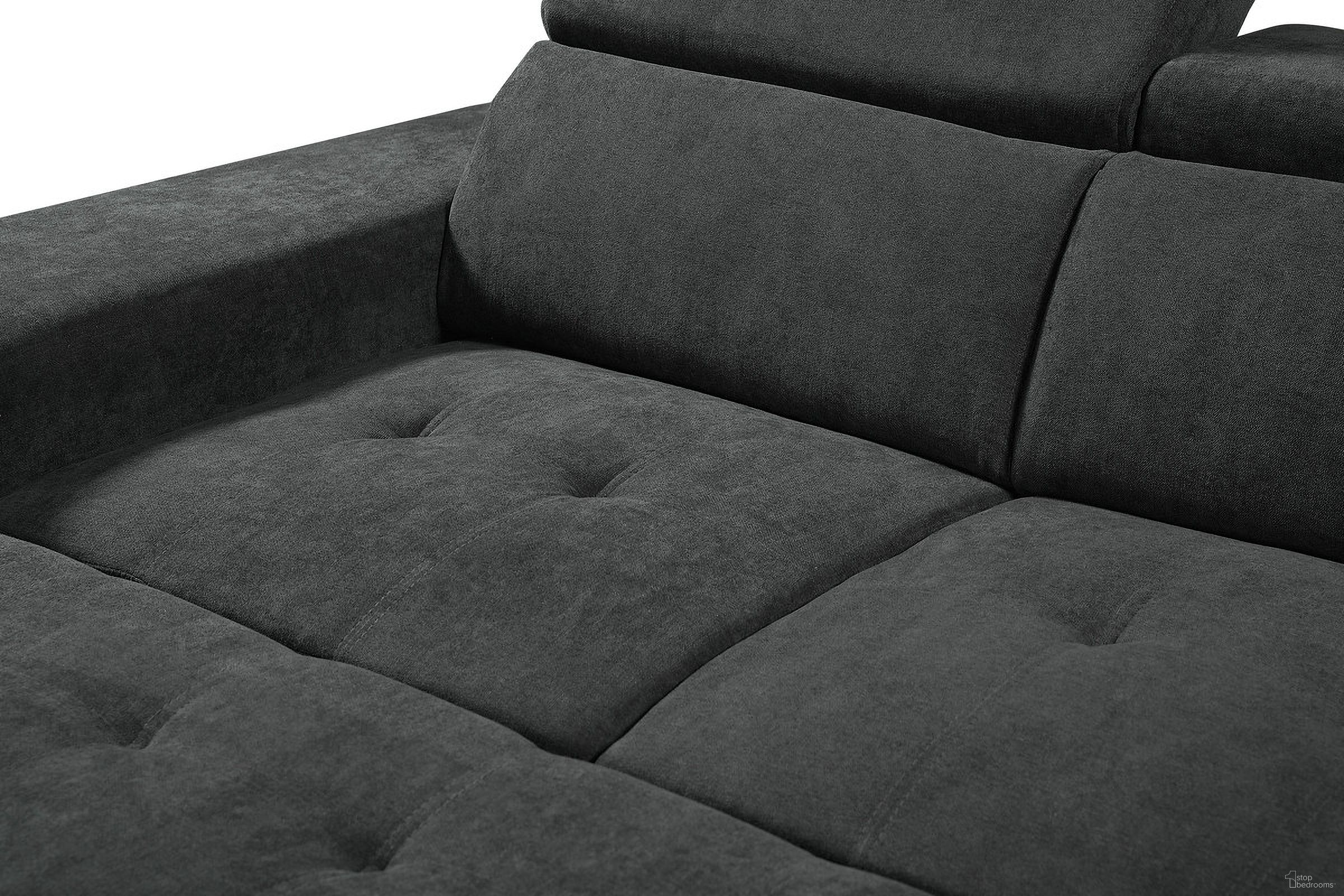 Henrik Dark Gray Sleeper Sectional Sofa With Storage Ottoman And 2