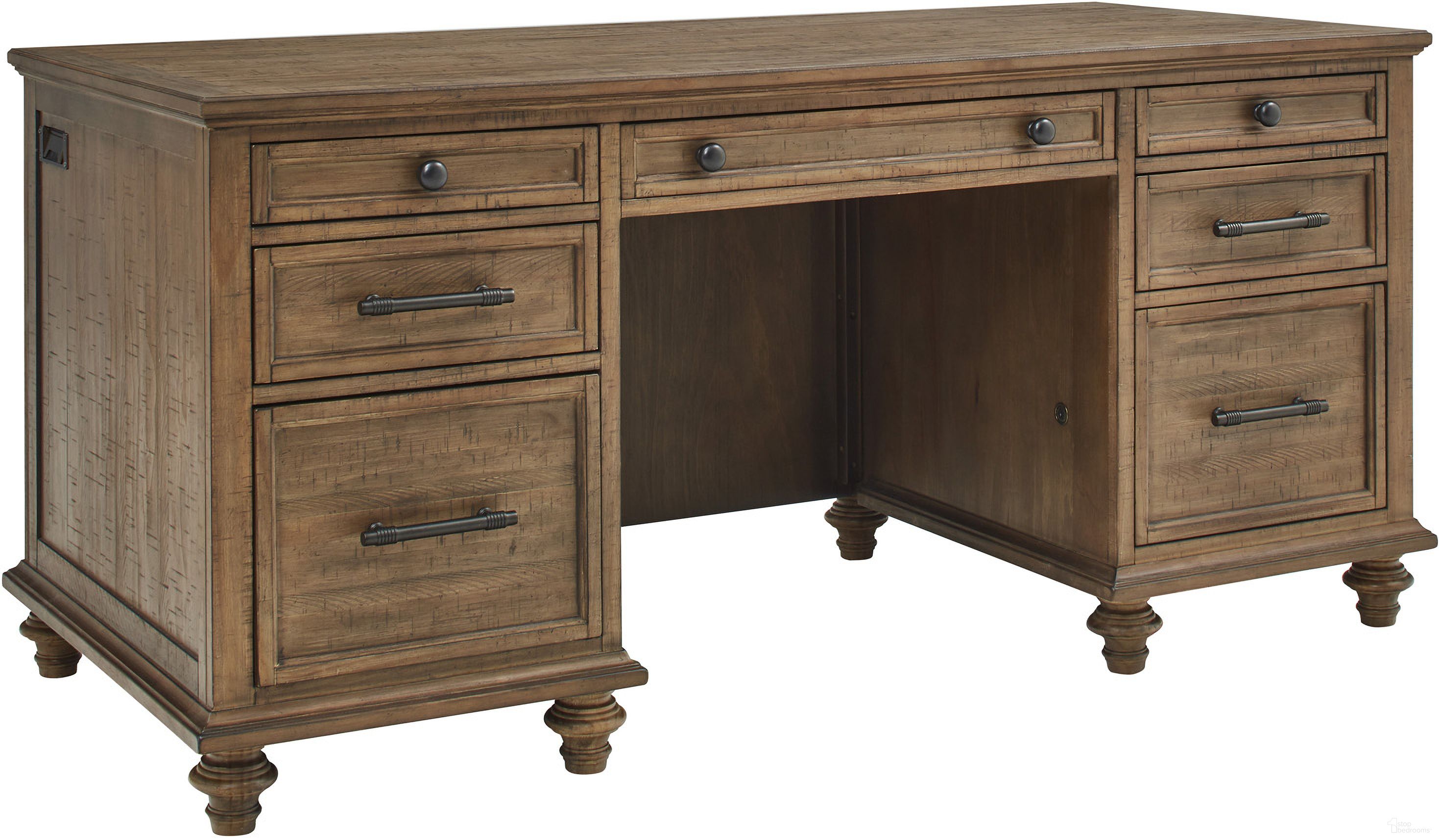 The appearance of Hensley 66 Inch Executive Desk In Honey designed by Aspenhome in the transitional interior design. This honey piece of furniture  was selected by 1StopBedrooms from Hensley Collection to add a touch of cosiness and style into your home. Sku: I3002-303. Material: Wood.