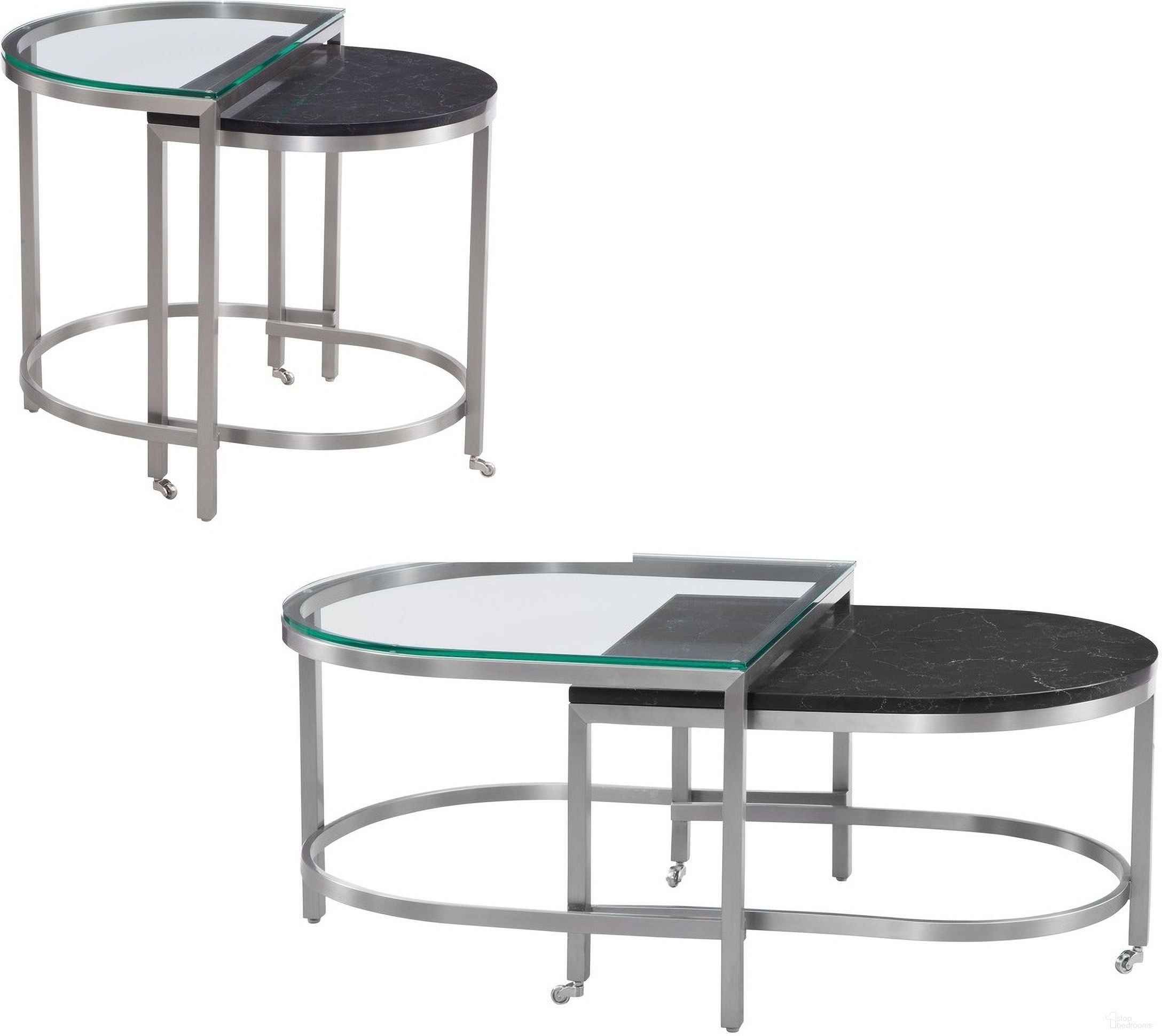 The appearance of Hensley Bunching Oval Occasional Table Set in Black designed by Bassett Mirror Company in the glam interior design. This black piece of furniture  was selected by 1StopBedrooms from Hensley Collection to add a touch of cosiness and style into your home. Sku: 9200-LR-133;9200-LR-202. Material: Marble.