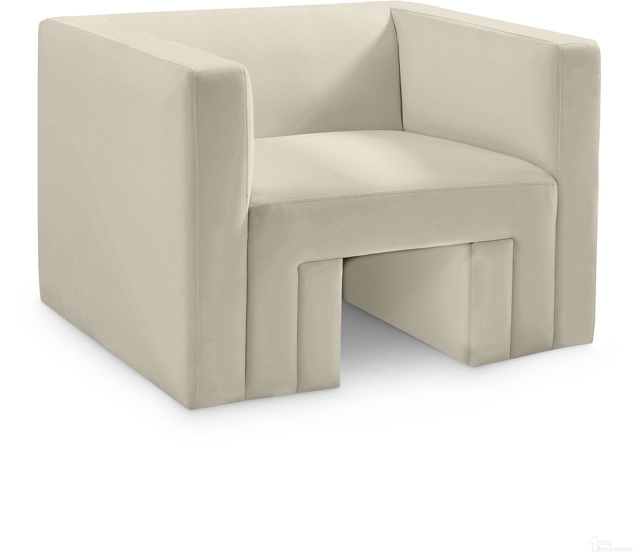 The appearance of Henson Velvet Chair In Cream designed by Meridian in the modern / contemporary interior design. This cream velvet piece of furniture was selected by 1StopBedrooms from Henson Collection to add a touch of cosiness and style into your home. Sku: 665Cream-C. Material: Velvet.