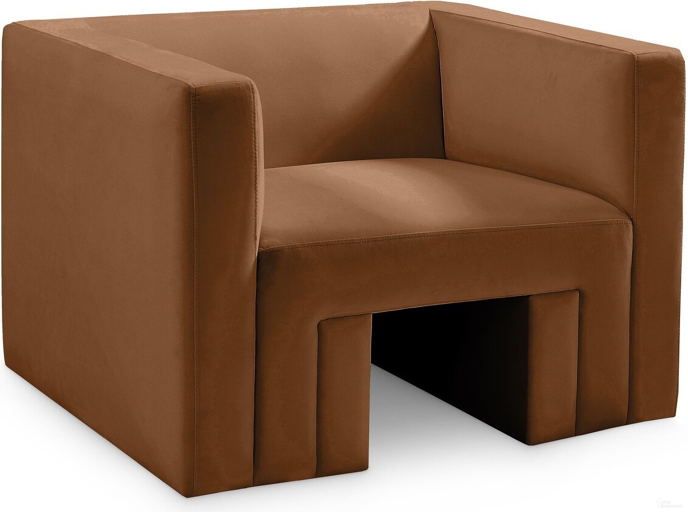 The appearance of Henson Velvet Chair In Saddle designed by Meridian in the modern / contemporary interior design. This saddle piece of furniture was selected by 1StopBedrooms from Henson Collection to add a touch of cosiness and style into your home. Sku: 665Saddle-C. Material: Velvet.