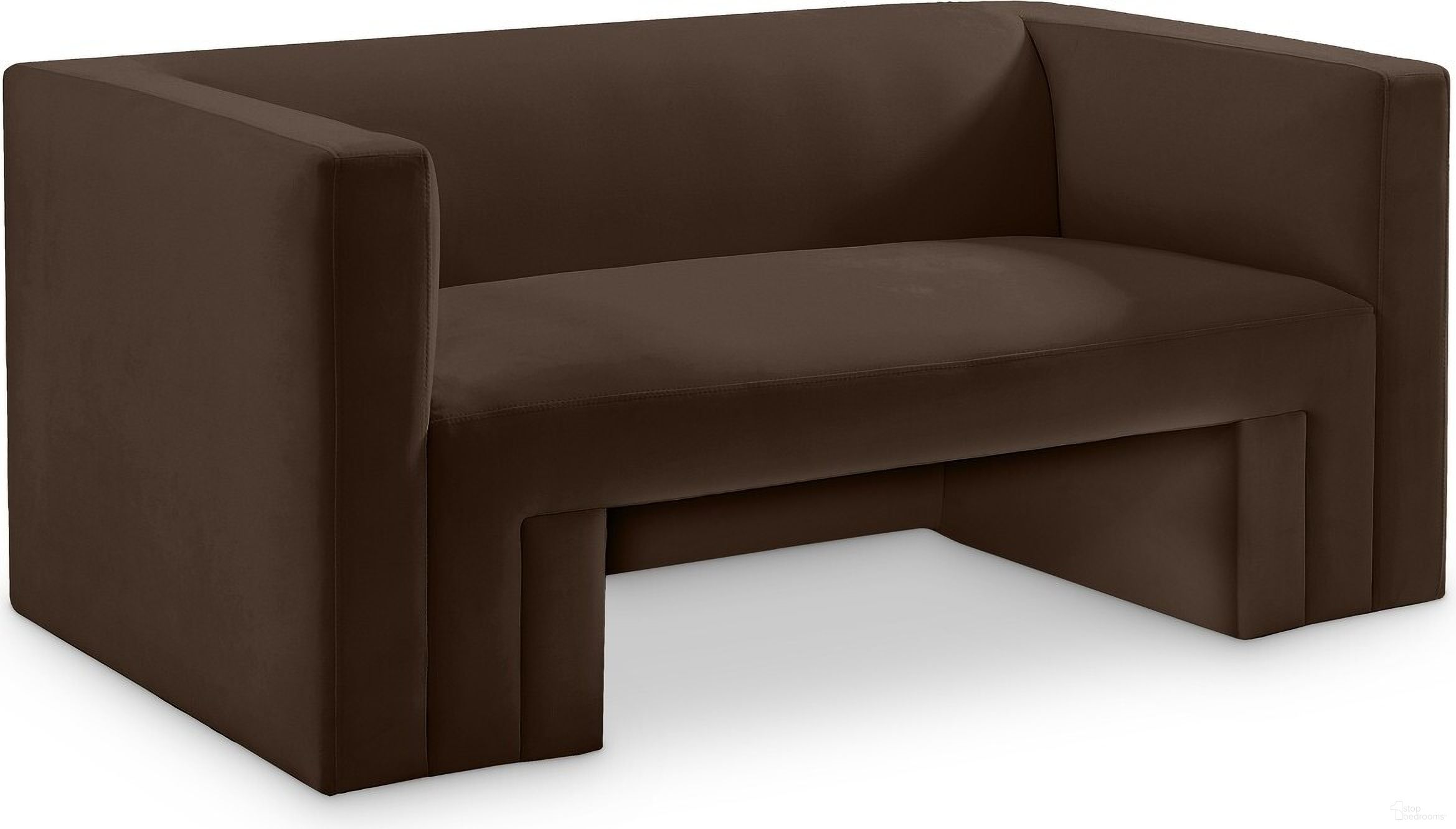 Henson Velvet Loveseat In Brown