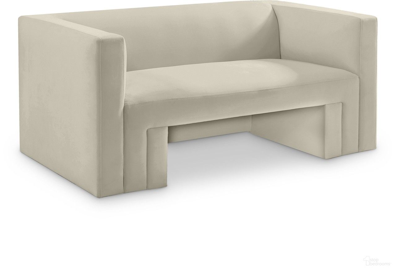 The appearance of Henson Velvet Loveseat In Cream designed by Meridian in the modern / contemporary interior design. This cream velvet piece of furniture was selected by 1StopBedrooms from Henson Collection to add a touch of cosiness and style into your home. Sku: 665Cream-L. Material: Velvet.