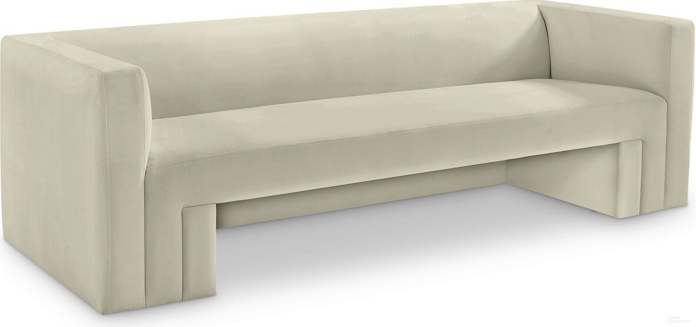 The appearance of Henson Velvet Sofa In Cream designed by Meridian in the modern / contemporary interior design. This cream velvet piece of furniture was selected by 1StopBedrooms from Henson Collection to add a touch of cosiness and style into your home. Sku: 665Cream-S. Material: Velvet.