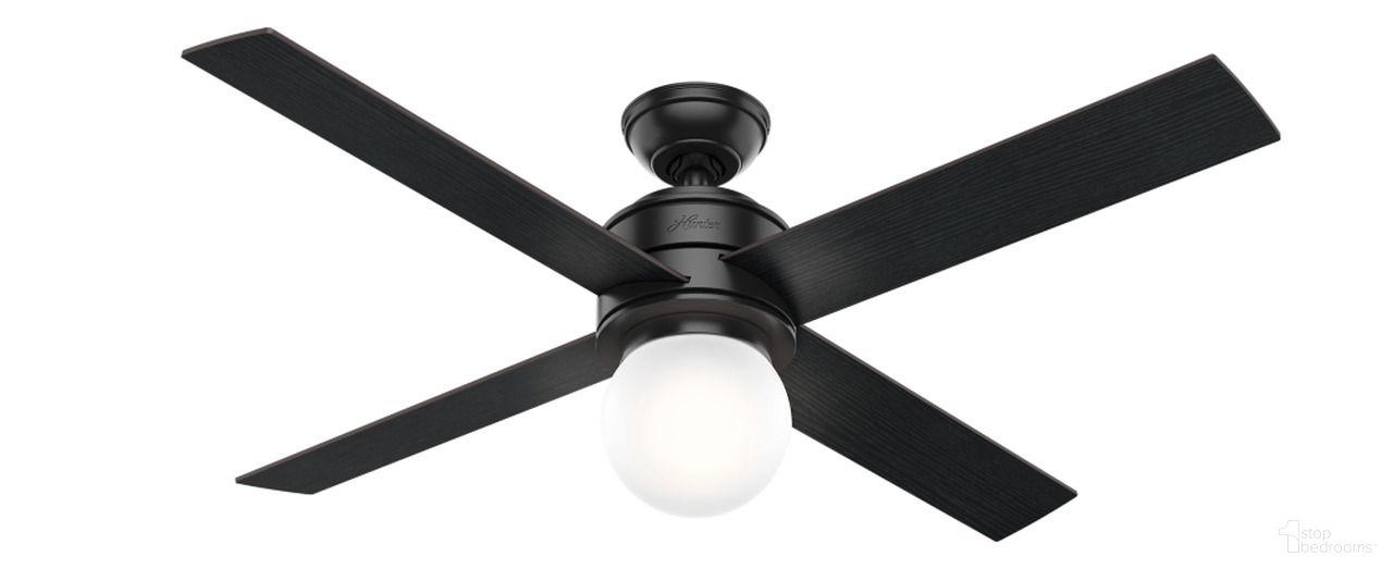 Hepburn 52 Inch Ceiling Fan with LED Light Kit and Wall Control In Matte Black and Black Oak