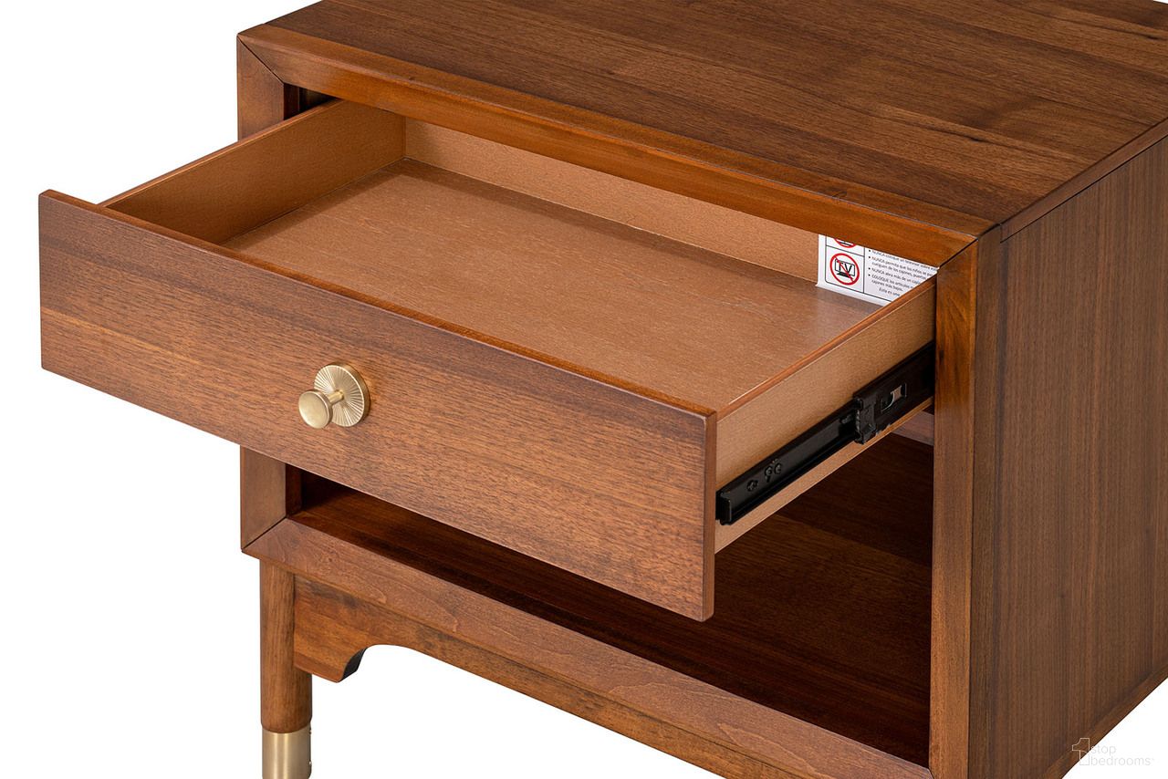 Hepburne Nightstand with USB and LED In Walnut