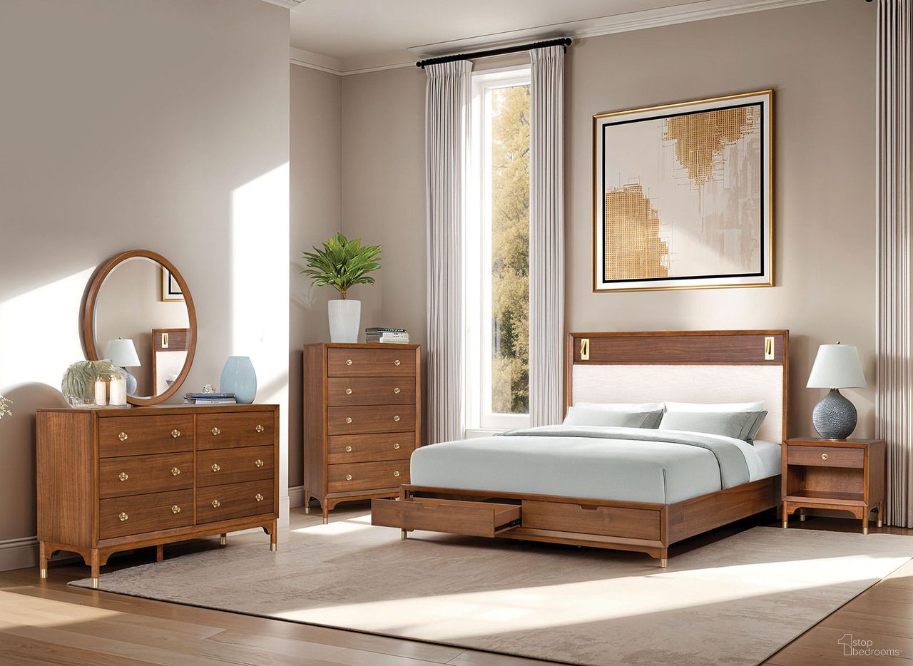 The appearance of Hepburne Queen Bed with Storage In Walnut designed by Furniture of America in the modern / contemporary interior design. This walnut piece of furniture was selected by 1StopBedrooms from Hepburne Collection to add a touch of cosiness and style into your home. Sku: FM74000WN-Q-FBST;FM74000WN-Q-HB;FM74000WN-R. Bed Type: Storage Bed. Bed Size: Queen. Material: Solid Wood.
