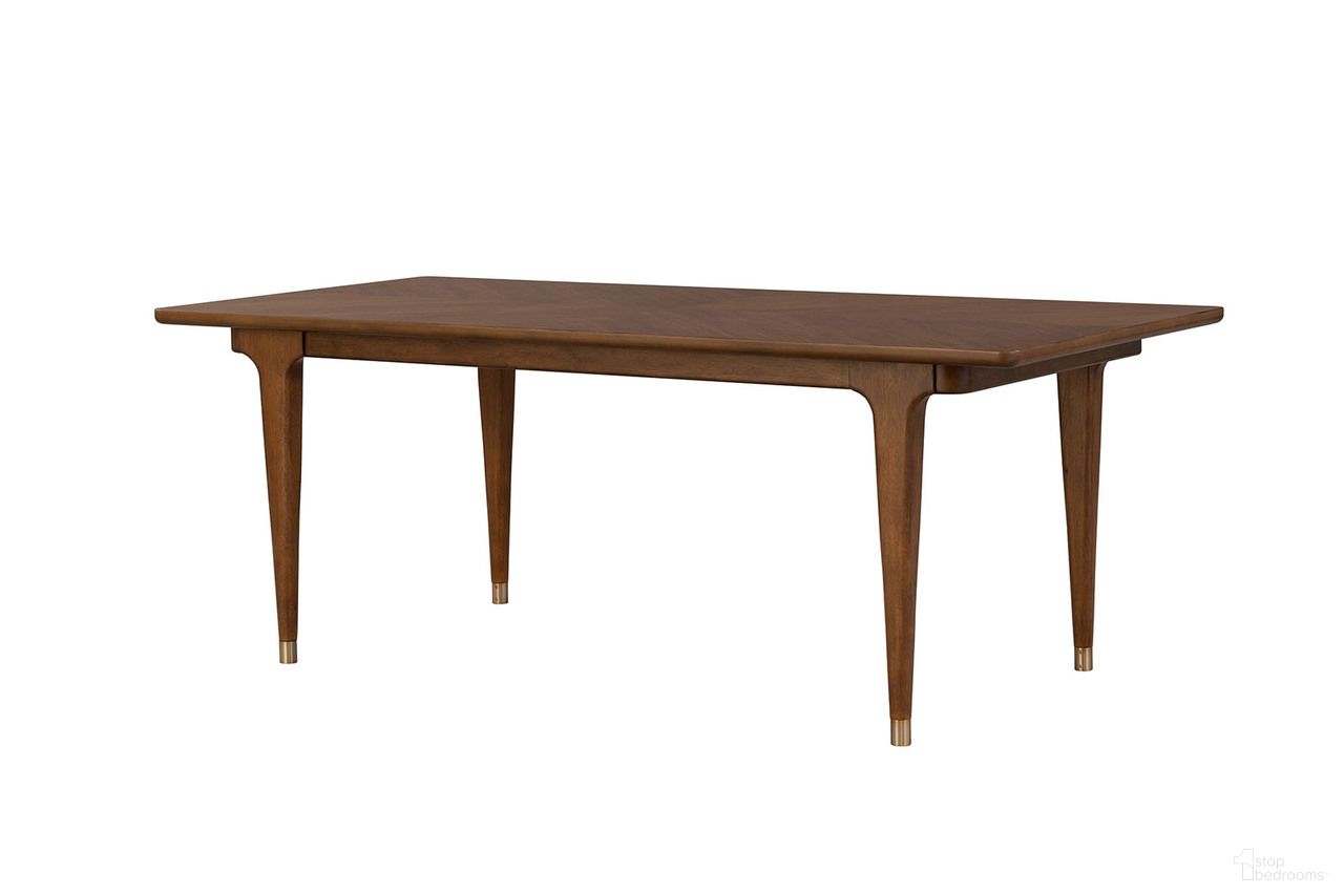 The appearance of Hepburne Rectangular Dining Table designed by Furniture of America in the transitional interior design. This walnut piece of furniture was selected by 1StopBedrooms from Hepburne Collection to add a touch of cosiness and style into your home. Sku: FM34000WN-T. Table Base Style: Legs. Material: Metal. Table Top Shape: Rectangular. Size: 38" x 82".