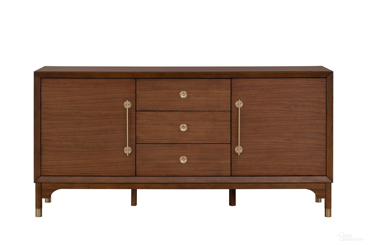 The appearance of Hepburne Server designed by Furniture of America in the transitional interior design. This walnut piece of furniture was selected by 1StopBedrooms from Hepburne Collection to add a touch of cosiness and style into your home. Sku: FM34000WN-SV. Material: Gold.