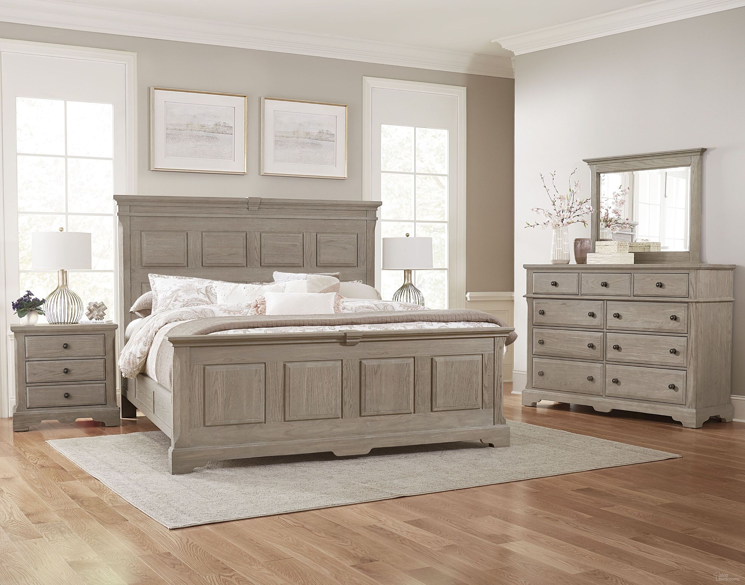 The appearance of Heritage Greystone Mansion Bedroom Set With Decorative Side Rails designed by Artisan & Post in the transitional interior design. This beige piece of furniture was selected by 1StopBedrooms from Heritage Collection to add a touch of cosiness and style into your home. Sku: 114-559;114-955;114-822;114-227. Bed Type: Panel Bed. Material: Wood. Bed Size: Queen.