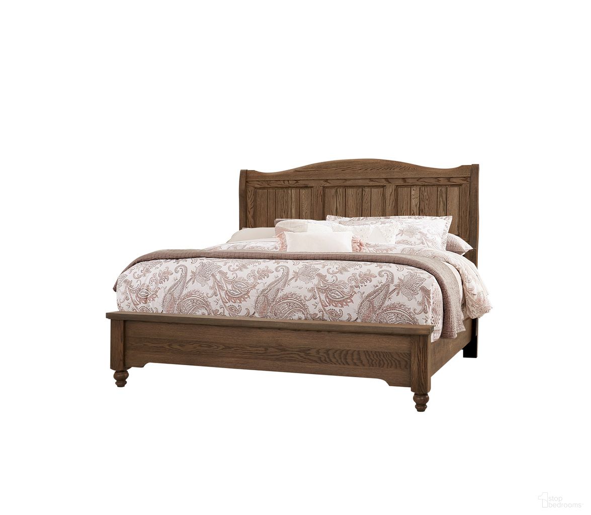 Heritage Queen Sleigh Bed In Cobblestone Oak