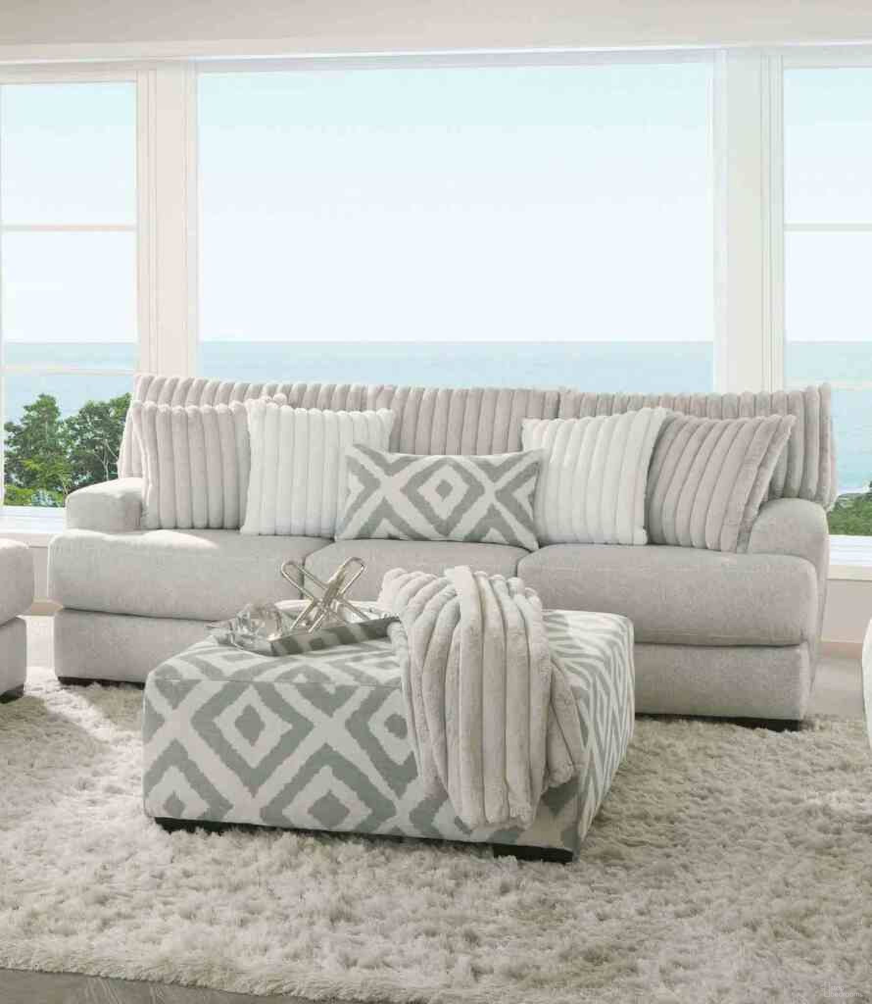 The appearance of Hermilly Sofa In Gray designed by Furniture of America in the transitional interior design. This gray piece of furniture  was selected by 1StopBedrooms from Hermilly Collection to add a touch of cosiness and style into your home. Sku: SM5177-SF. Material: Chenille.