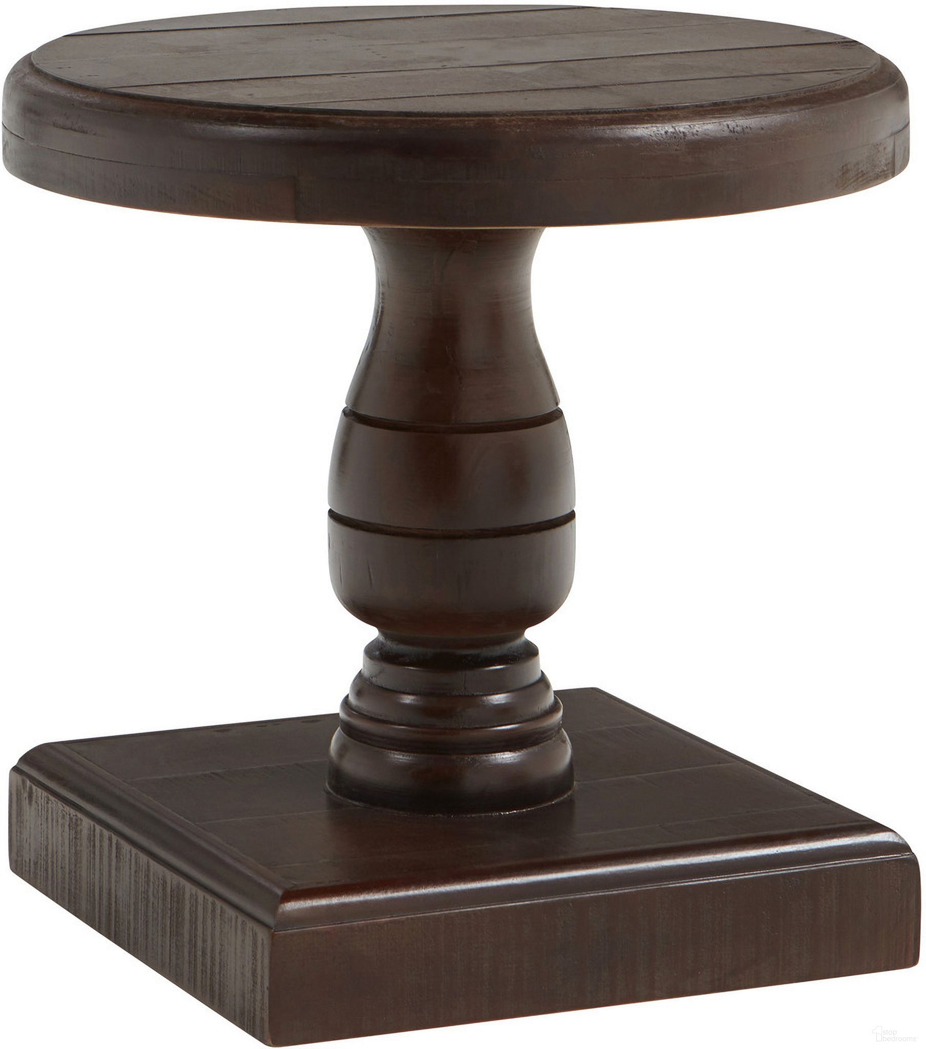 The appearance of Hermosa Round End Table In Dark Brown designed by Aspenhome in the rustic / southwestern interior design. This dark brown piece of furniture  was selected by 1StopBedrooms from Hermosa Collection to add a touch of cosiness and style into your home. Sku: I311-9140-UMB. Material: Wood.