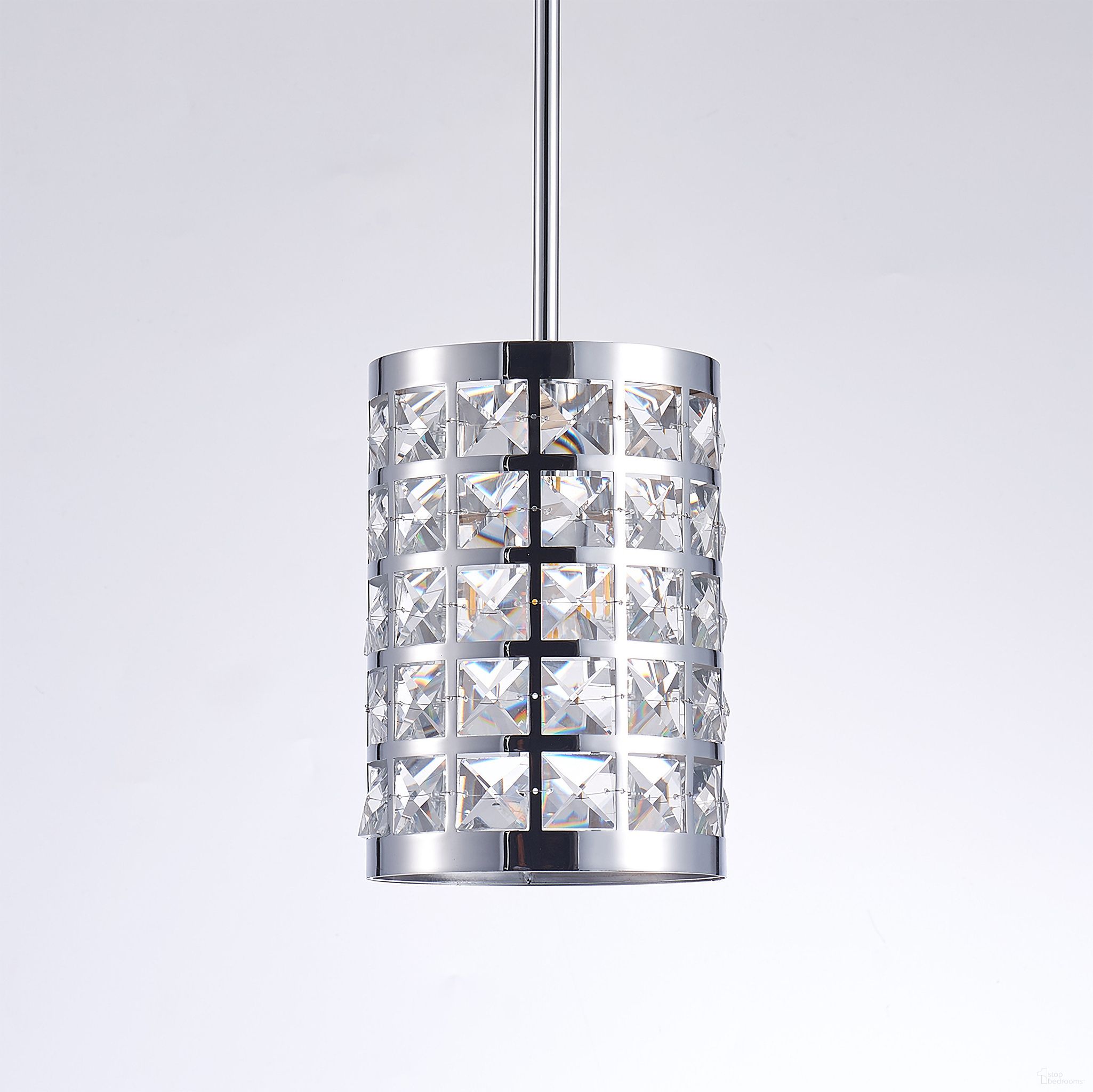 Hermoza Collection 6 Inch Metal and Crystal Pendant Lights In Clear and Chrome