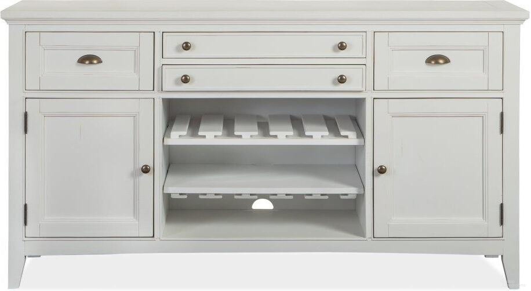 The appearance of Heron Cove Chalk White Wood Buffet SU designed by Magnussen in the coastal interior design. This white piece of furniture was selected by 1StopBedrooms from Heron Cove Collection to add a touch of cosiness and style into your home. Sku: D4400-14. Material: Pine Veneer.