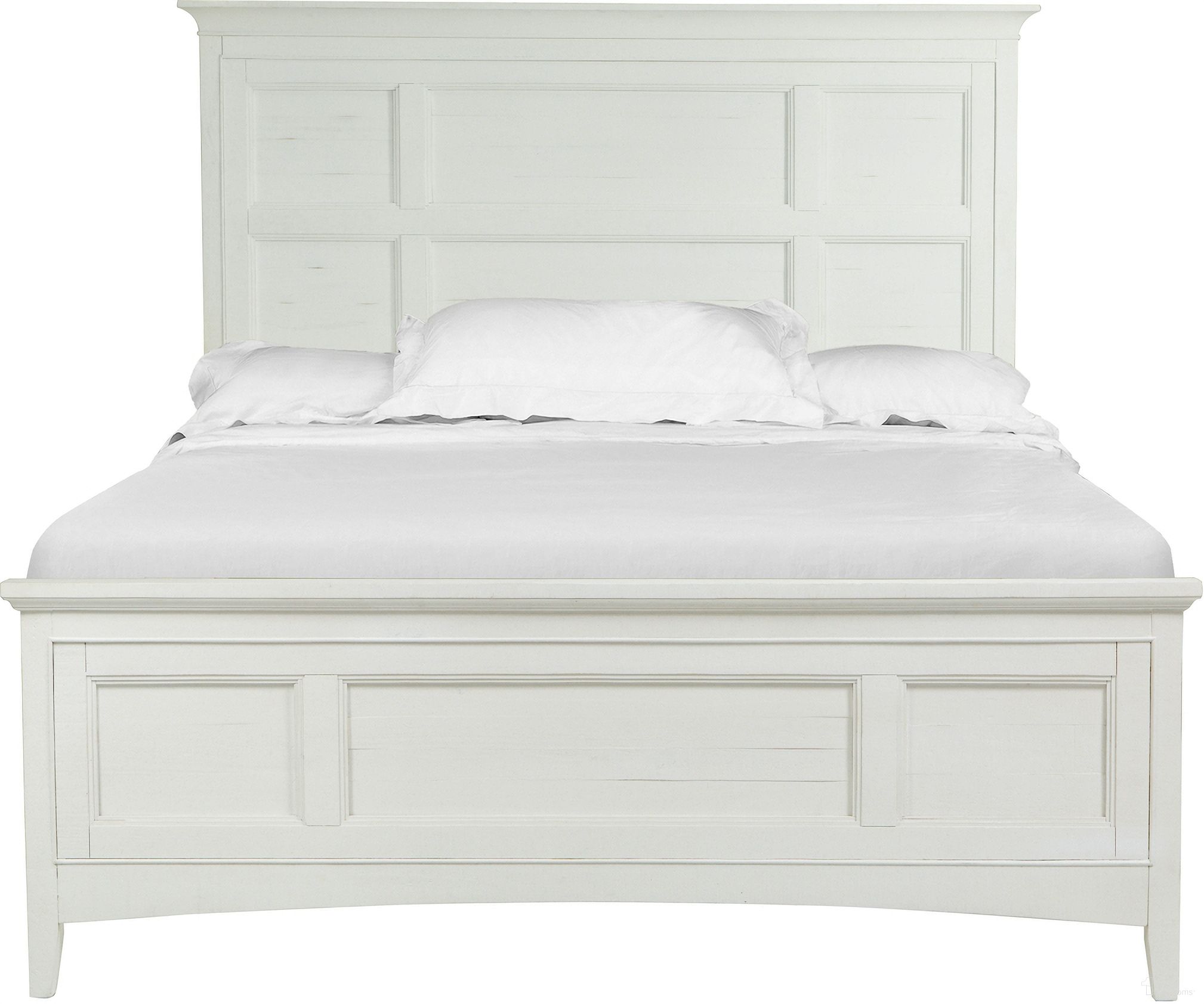 The appearance of Heron Cove King Panel Bed with Regular Rails In Chalky White designed by Magnussen in the traditional interior design. This chalky white piece of furniture  was selected by 1StopBedrooms from Heron Cove Collection to add a touch of cosiness and style into your home. Sku: B4400-64H;B4400-64F;B4400-54R. Bed Type: Panel Bed. Bed Size: King. Material: Pine.