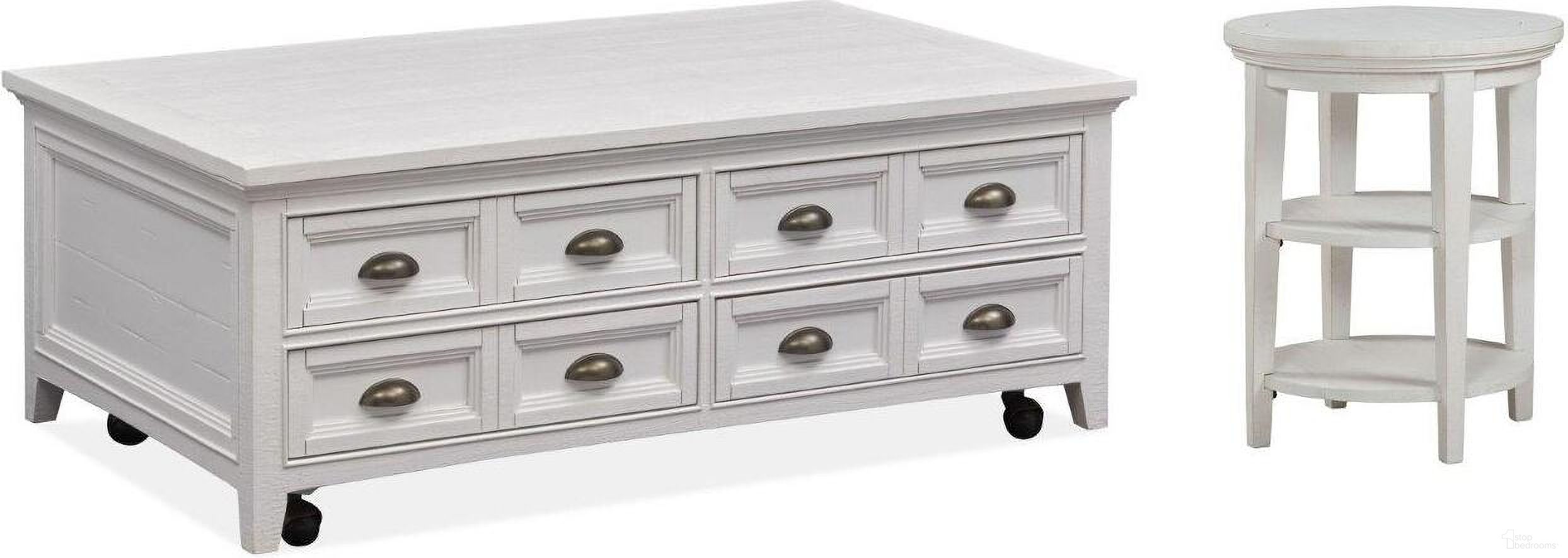 The appearance of Heron Cove Chalk White Lift Top Storage Castered Occasional Table Set designed by Magnussen in the transitional interior design. This white piece of furniture  was selected by 1StopBedrooms from Heron Cove Collection to add a touch of cosiness and style into your home. Sku: T4400-50;T4400-35. Material: Pine Veneer.