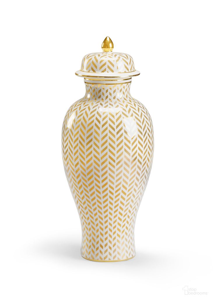 The appearance of Herringbone Vase In Cream and Gold designed by Chelsea House in the modern / contemporary interior design. This cream/gold piece of furniture  was selected by 1StopBedrooms from Claire Bell Collection to add a touch of cosiness and style into your home. Sku: 383558. Material: Porcelain.