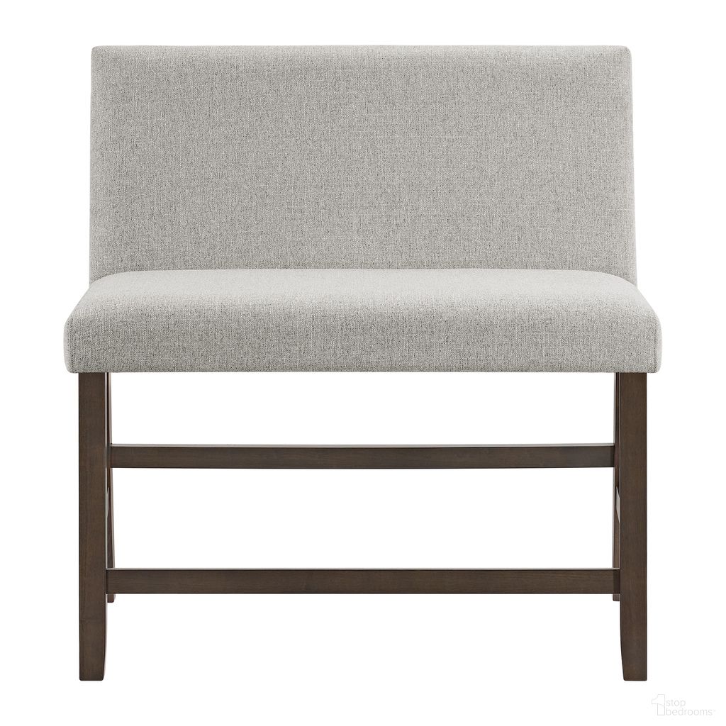 The appearance of Hester Counter Bench with Upholstered Back and Fabric In Grey and Brown designed by Picket House in the transitional interior design. This grey/brown piece of furniture  was selected by 1StopBedrooms from Hester Collection to add a touch of cosiness and style into your home. Sku: D-7670-5-CBN2. Material: Polyester.