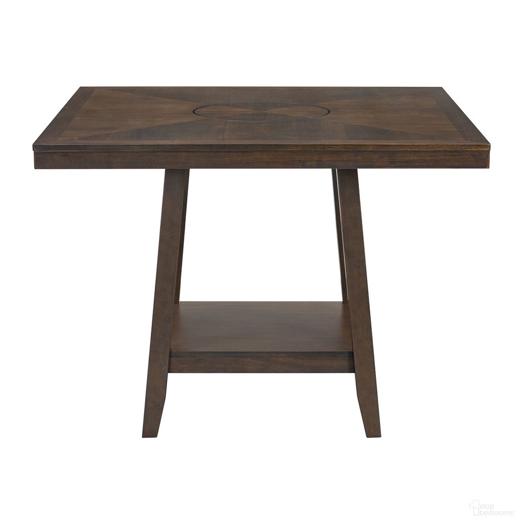 Hester Square Counter Table with Lazy Susan In Brown