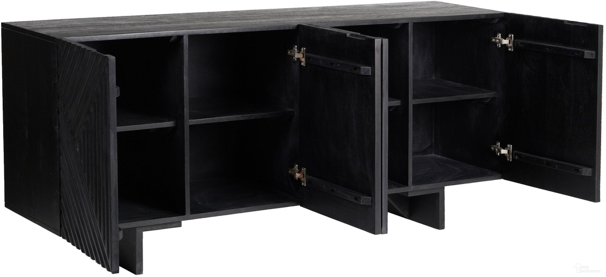 The appearance of Hewitt Wood Sideboard In Black designed by Safavieh Couture in the modern / contemporary interior design. This black piece of furniture was selected by 1StopBedrooms from Hewitt Collection to add a touch of cosiness and style into your home. Sku: SFV5765A. Material: Wood.