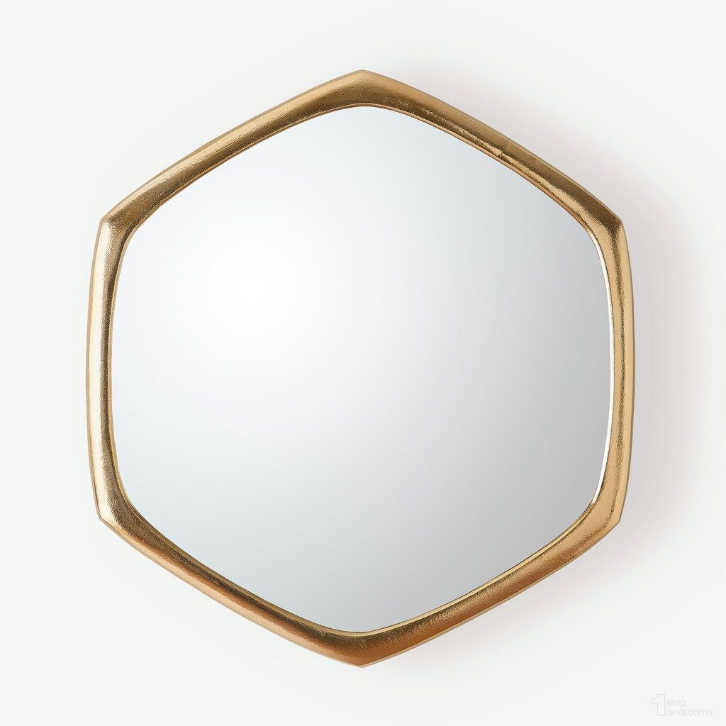 The appearance of Hexagon Mirror In Gold designed by Global Views in the modern / contemporary interior design. This gold piece of furniture  was selected by 1StopBedrooms from Hexagon Collection to add a touch of cosiness and style into your home. Sku: 791719. Material: Aluminum.