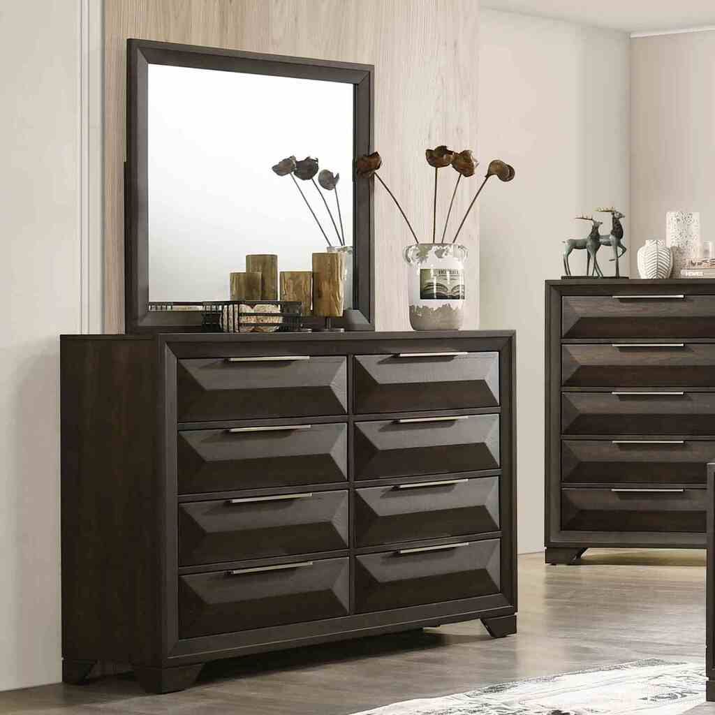 The appearance of Hexham Dresser In Espresso designed by Furniture of America in the transitional interior design. This espresso piece of furniture was selected by 1StopBedrooms from Hexham Collection to add a touch of cosiness and style into your home. Sku: FM7232BR-D. Material: Solid Wood.