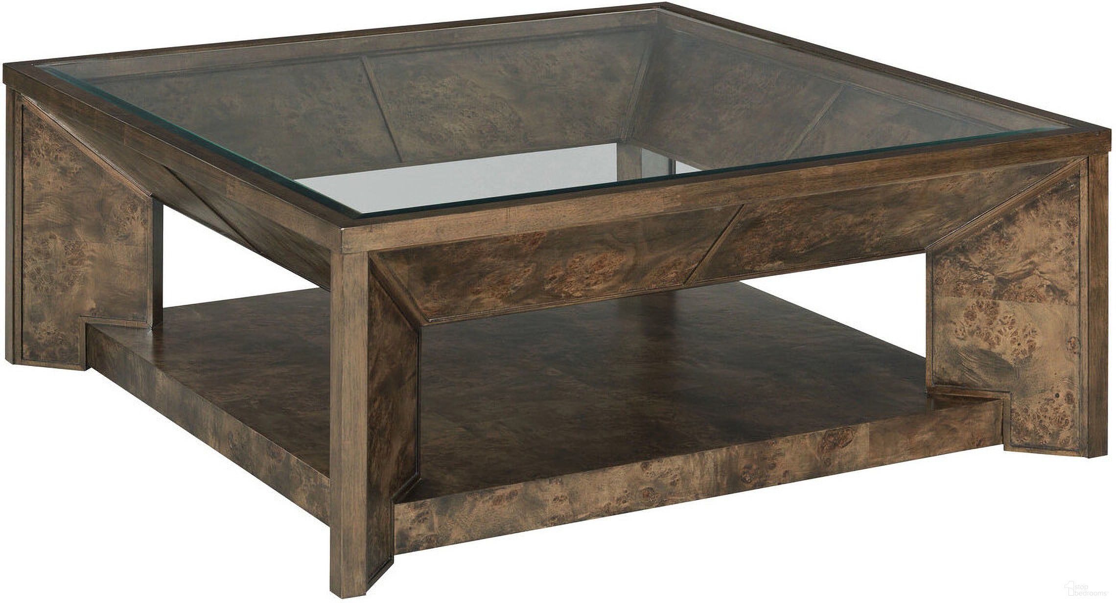The appearance of Hidden Treasures Burl Cocktail Table In Auburn Brown designed by Hammary in the transitional interior design. This auburn brown piece of furniture  was selected by 1StopBedrooms from Hidden Treasures Collection to add a touch of cosiness and style into your home. Sku: 090-1229. Material: Wood.