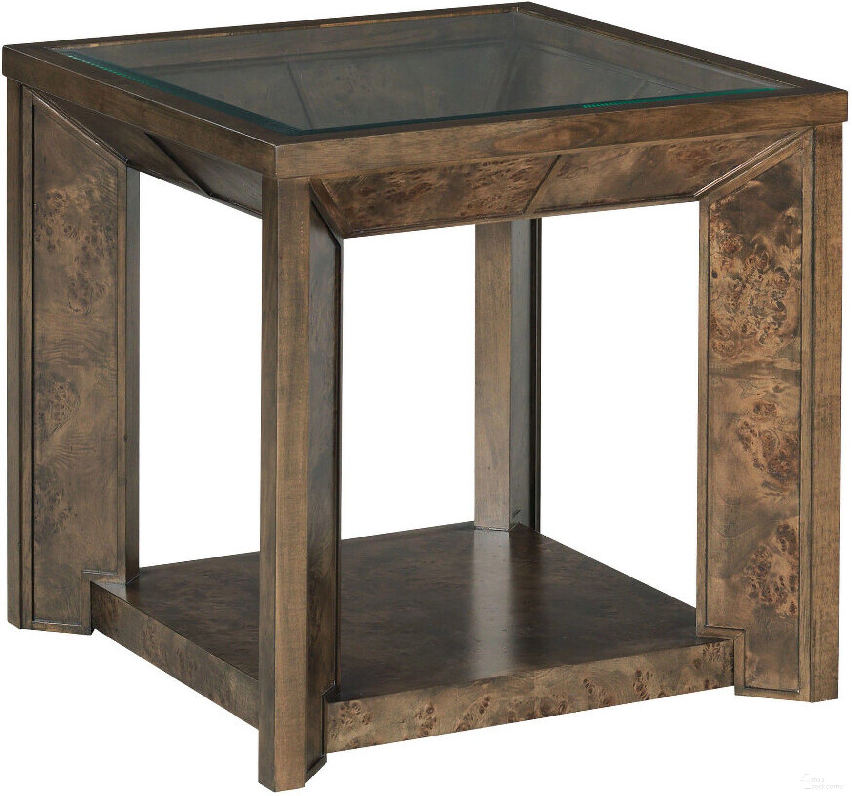 The appearance of Hidden Treasures Burl End Table In Auburn Brown designed by Hammary in the transitional interior design. This auburn brown piece of furniture was selected by 1StopBedrooms from Hidden Treasures Collection to add a touch of cosiness and style into your home. Sku: 090-1230. Material: Wood.