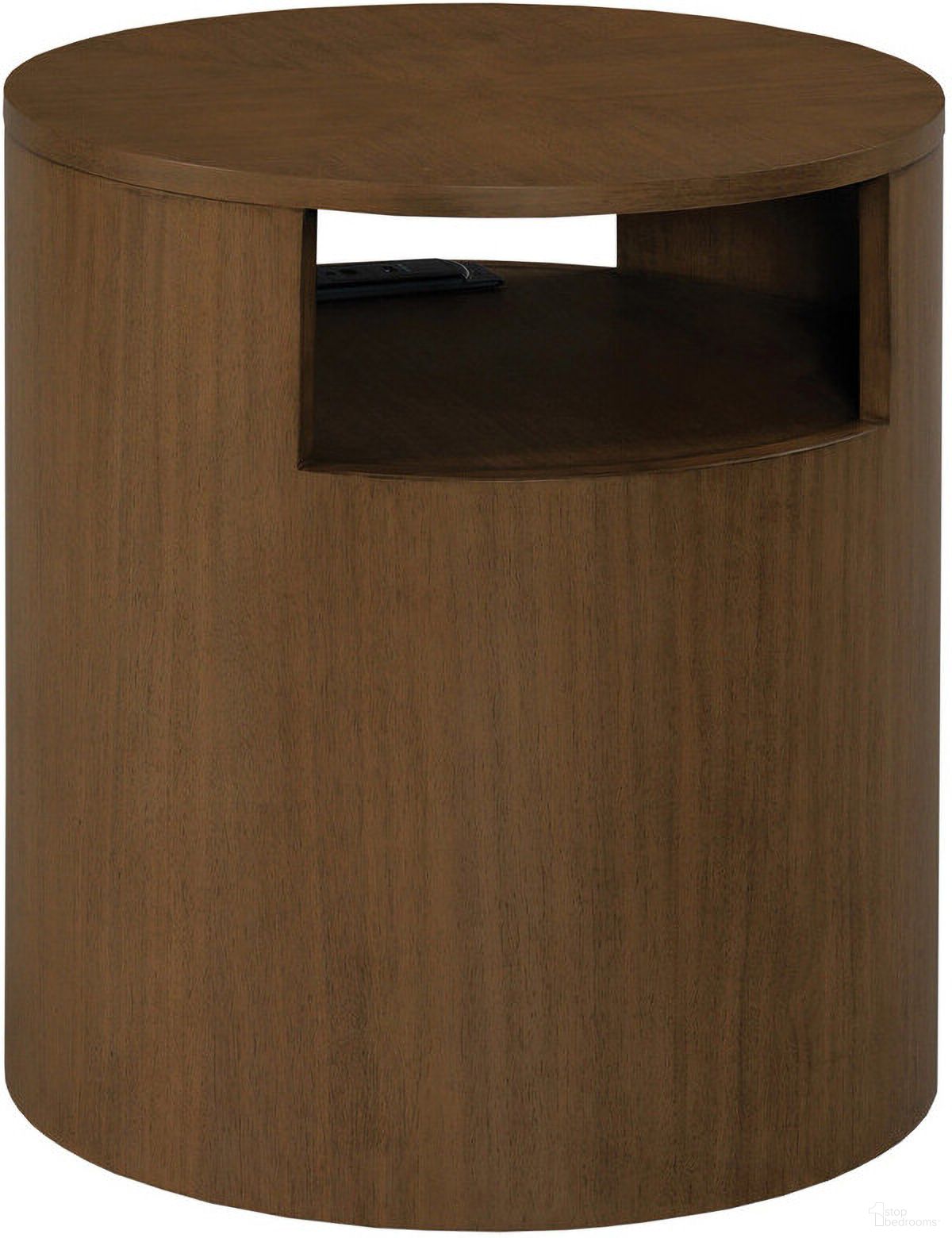 The appearance of Hidden Treasures Kin Round End Table In Coffee designed by Hammary in the transitional interior design. This coffee piece of furniture was selected by 1StopBedrooms from Hidden Treasures Collection to add a touch of cosiness and style into your home. Sku: 090-1174. Material: Wood.