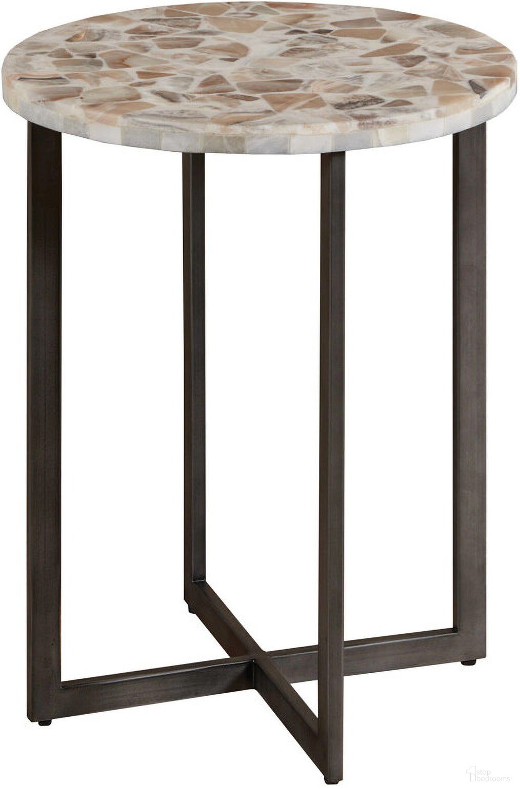The appearance of Rainbow Onyx Accent Table In Black designed by Hammary in the transitional interior design. This black piece of furniture was selected by 1StopBedrooms from Hidden Treasures Collection to add a touch of cosiness and style into your home. Sku: 090-1190. Material: Metal.