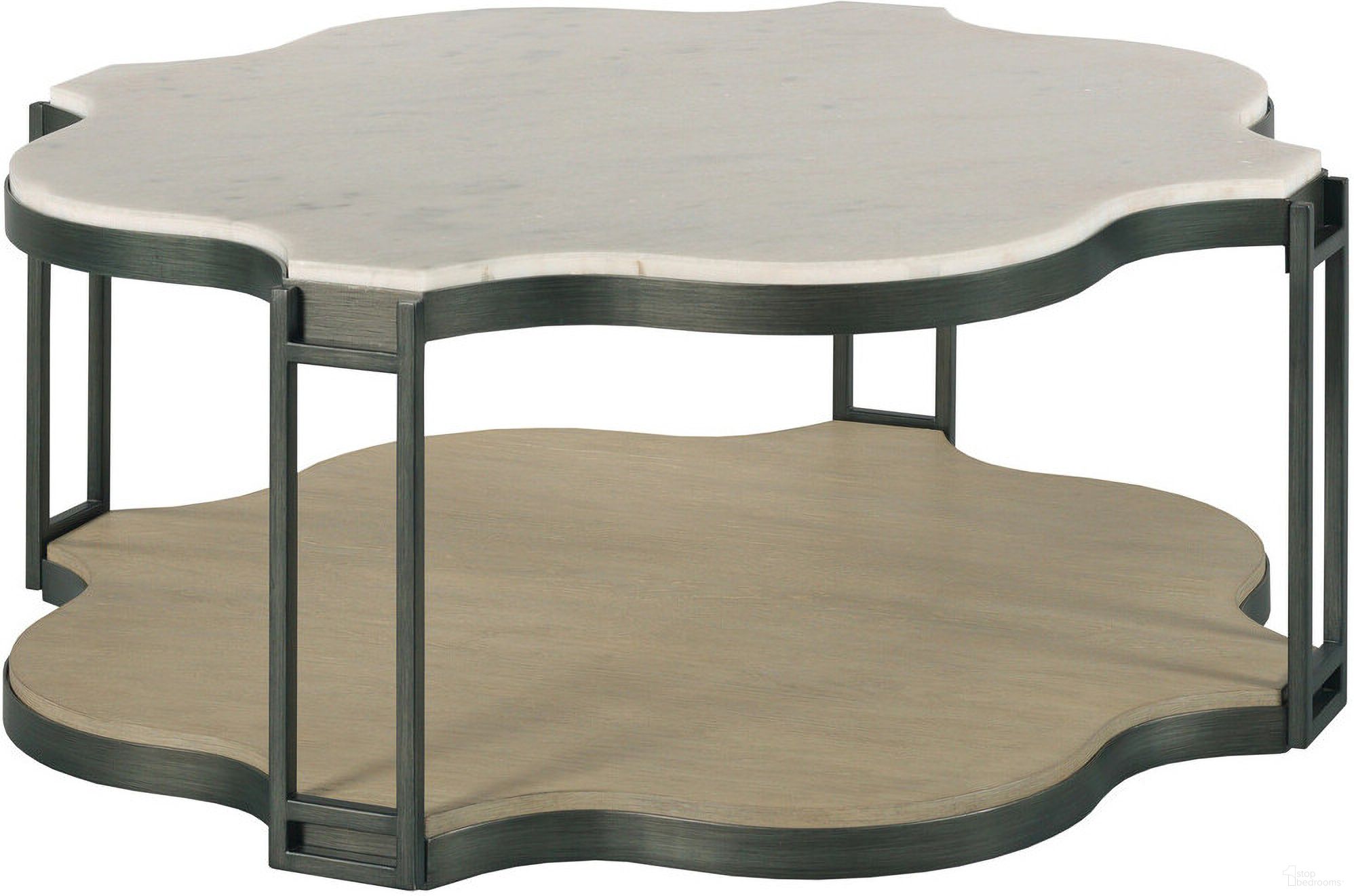 The appearance of Hidden Treasures Shaped Coffee Table In Light Bronze designed by Hammary in the transitional interior design. This light bronze piece of furniture was selected by 1StopBedrooms from Hidden Treasures Collection to add a touch of cosiness and style into your home. Sku: 090-1181. Material: Wood.