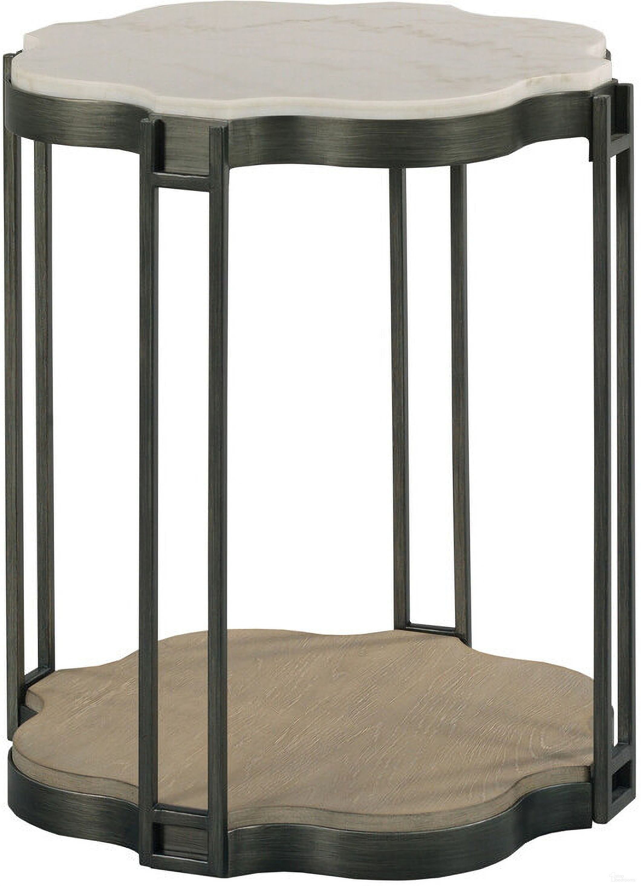 The appearance of Hidden Treasures Shaped End Table In Light Bronze designed by Hammary in the modern / contemporary interior design. This light bronze piece of furniture was selected by 1StopBedrooms from Hidden Treasures Collection to add a touch of cosiness and style into your home. Sku: 090-1180. Material: Wood.