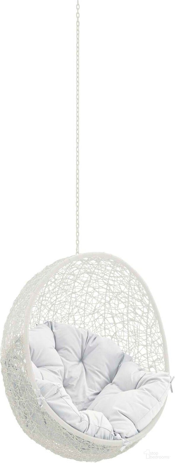 The appearance of Hide White Outdoor Patio Swing Chair Without Stand designed by Modway in the modern / contemporary interior design. This white piece of furniture  was selected by 1StopBedrooms from Hide Collection to add a touch of cosiness and style into your home. Sku: EEI-2654-WHI-WHI. Material: Polyester.