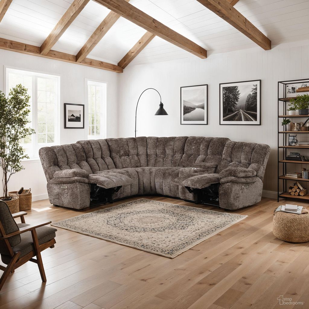 The appearance of Hieronymus Power Sectional In Dark Brown designed by Furniture of America in the transitional interior design. This dark brown piece of furniture  was selected by 1StopBedrooms from Hieronymus Collection to add a touch of cosiness and style into your home. Sku: FM64001DB-AC;FM64001DB-AC;FM64001DB-CNR;FM64001DB-CS;FM64001DB-LCH-PM;FM64001DB-RCH-PM. Material: Polyester. Layout: L-Shape.