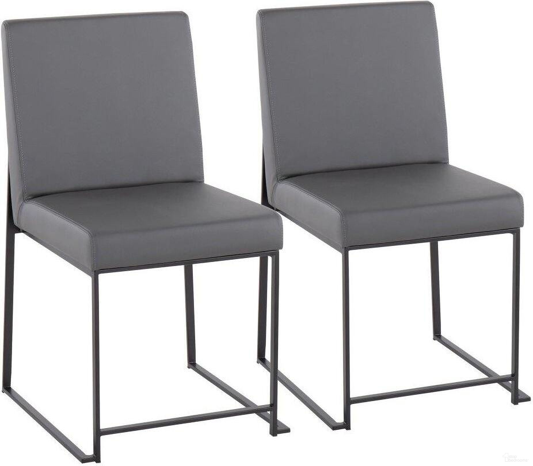 The appearance of High Back Fuji Contemporary Dining Chair In Black Steel And Grey Faux Leather - Set Of 2 designed by Lumisource in the modern / contemporary interior design. This grey piece of furniture was selected by 1StopBedrooms from Fuji Collection to add a touch of cosiness and style into your home. Sku: DC-HBFUJI BKGY2. Material: PU. Chair Type: Side Chair.