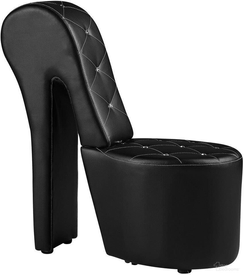The appearance of High Heel Faux Leather Crystal Studs Shoe Chair In Black designed by Best Master Furniture in the modern / contemporary interior design. This black piece of furniture was selected by 1StopBedrooms from to add a touch of cosiness and style into your home. Sku: 6900B. Material: Faux Leather.