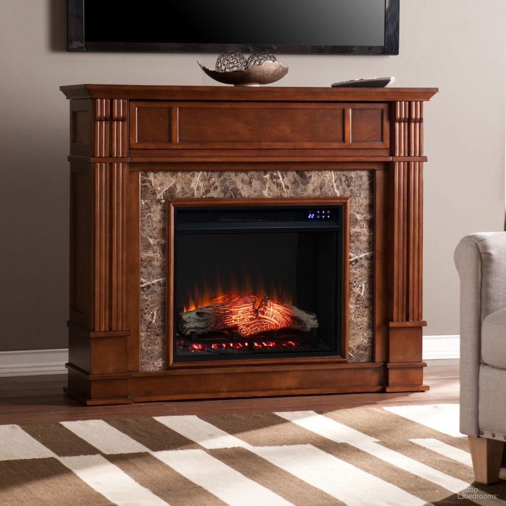 The appearance of Highgate Media Touch Screen Electric Fireplace designed by SEI Furniture in the transitional interior design. This whiskey piece of furniture was selected by 1StopBedrooms from Highgate Collection to add a touch of cosiness and style into your home. Sku: FR9321. Material: Wood.