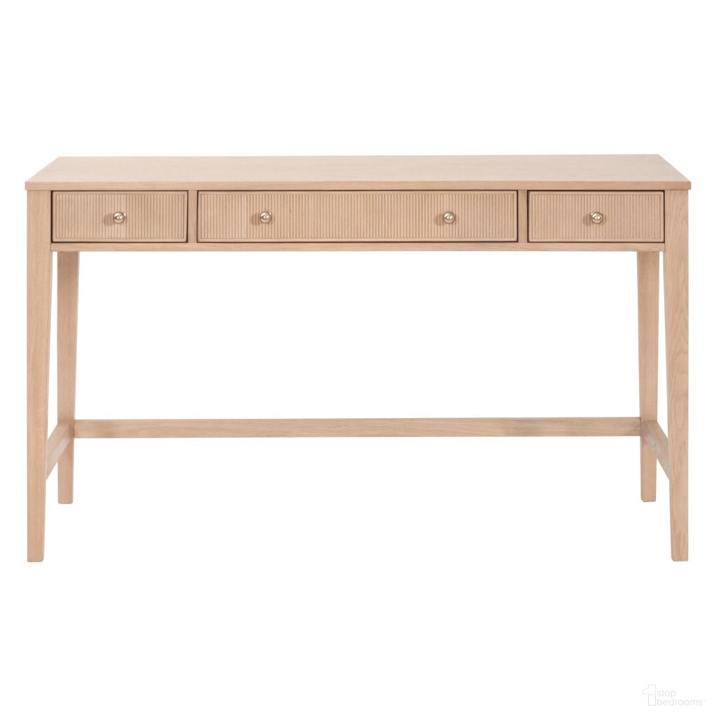 The appearance of Highland Desk In Natural Oak designed by Essentials For Living in the transitional interior design. This natural oak piece of furniture was selected by 1StopBedrooms from Bronze Bay Collection to add a touch of cosiness and style into your home. Sku: 5260.NAT-OAK. Material: Solid Oak.