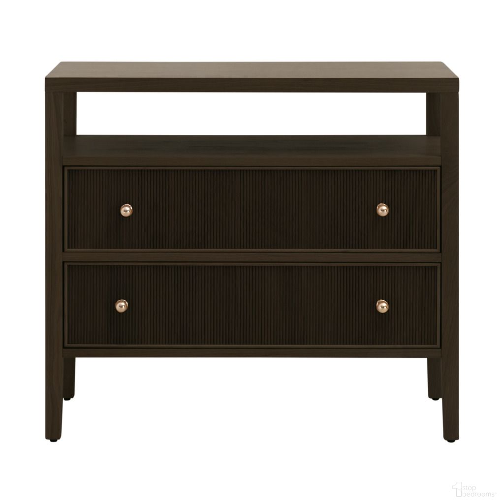 The appearance of Bronze Bay Highland Open Shelf 2 Drawer Nightstand In Dutch Brown Oak designed by Essentials For Living in the transitional interior design. This dutch brown oak piece of furniture was selected by 1StopBedrooms from Bronze Bay Collection to add a touch of cosiness and style into your home. Sku: 5257.DB-OAK. Material: Oak Wood.