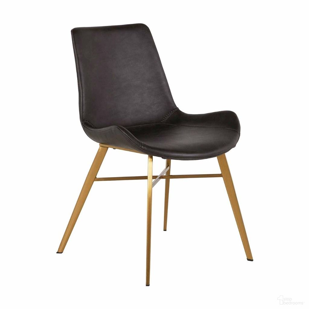 The appearance of Hines 18 Inch Dining Chair Set of 2 In Charcoal Brown and Gold designed by Gabby in the transitional interior design. This charcoal brown/gold piece of furniture was selected by 1StopBedrooms from Hines Collection to add a touch of cosiness and style into your home. Sku: SCH-192350. Material: Faux Leather. Chair Type: Side Chair.