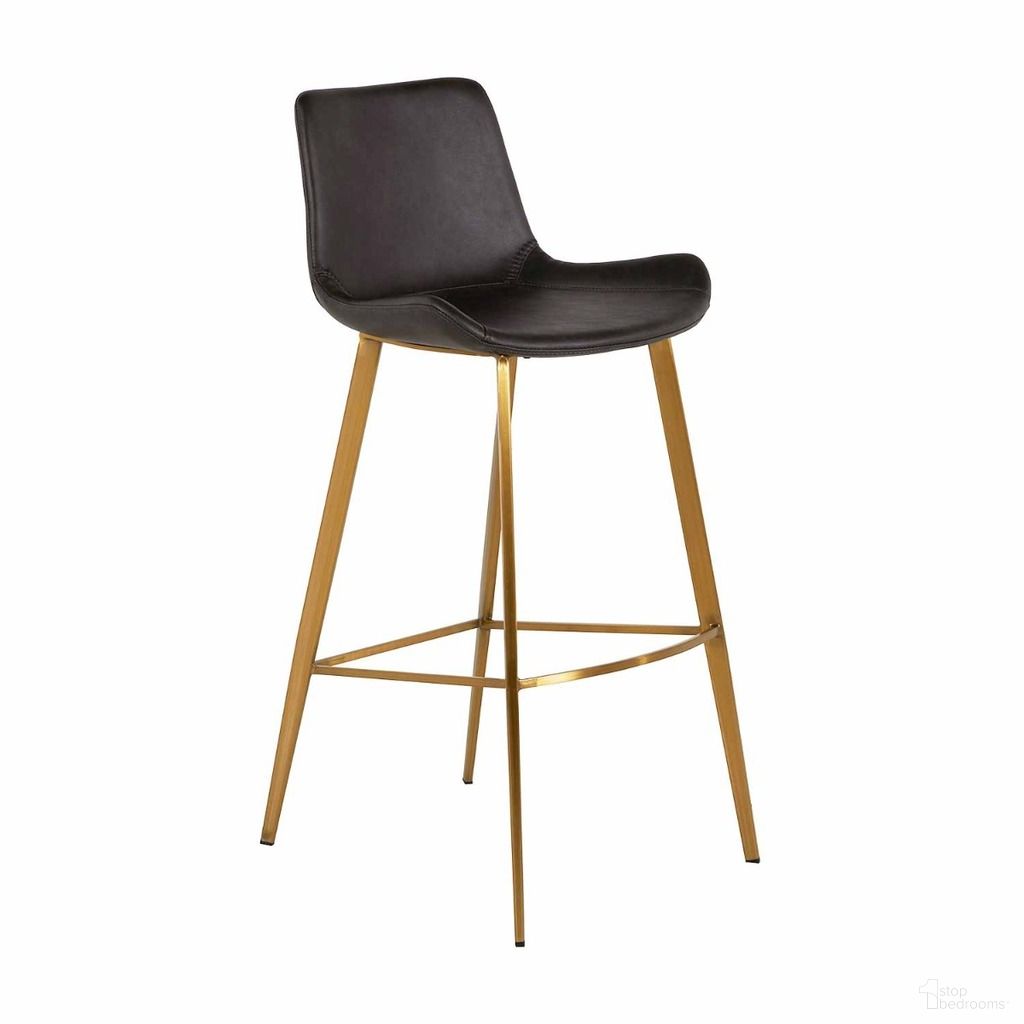 The appearance of Hines 30 Inch Bar Height Stool In Charcoal Brown and Gold designed by Gabby in the transitional interior design. This charcoal brown/gold piece of furniture  was selected by 1StopBedrooms from Hines Collection to add a touch of cosiness and style into your home. Sku: SCH-192300. Material: Faux Leather.