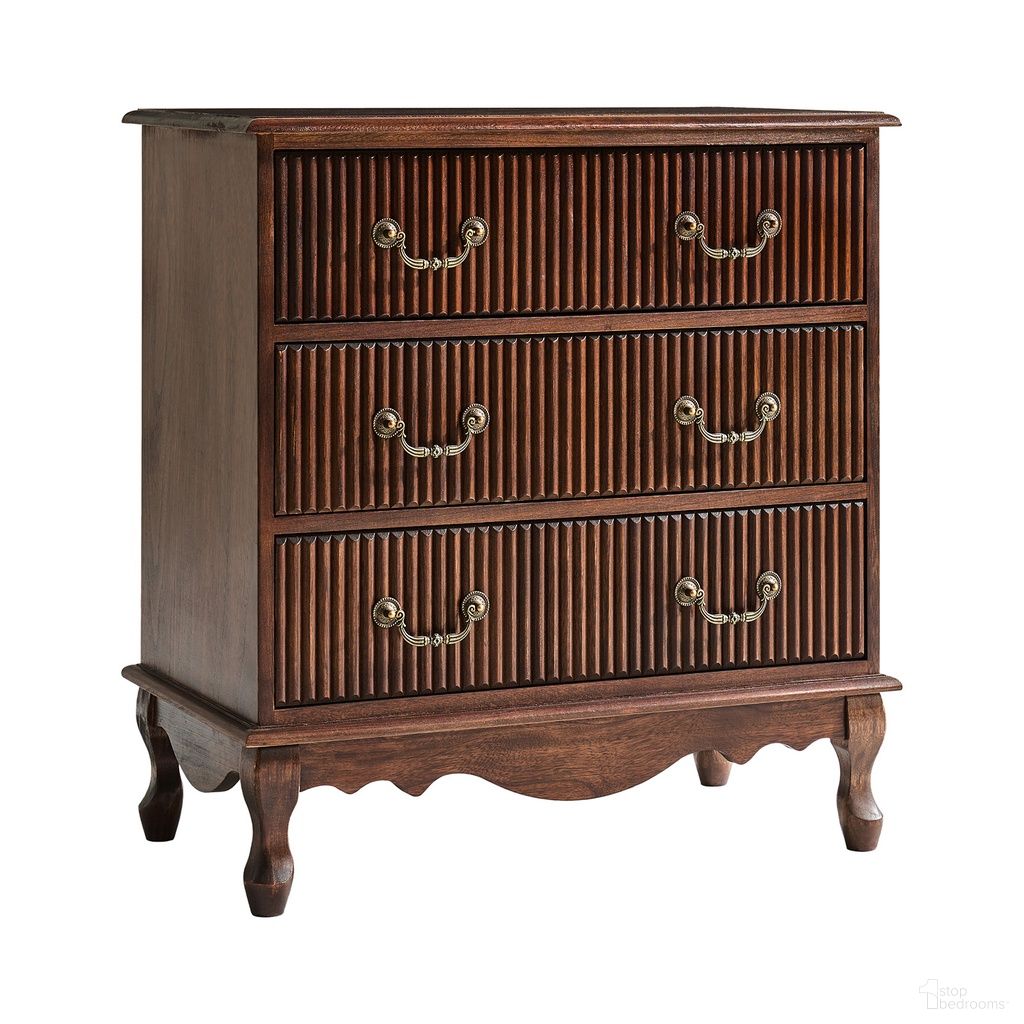 The appearance of Hippe 3-Drawer Nightstand In Walnut designed by Karat Home in the modern / contemporary interior design. This walnut piece of furniture was selected by 1StopBedrooms from Hippe Collection to add a touch of cosiness and style into your home. Sku: NSCL1431-WAL. Material: Solid Wood.