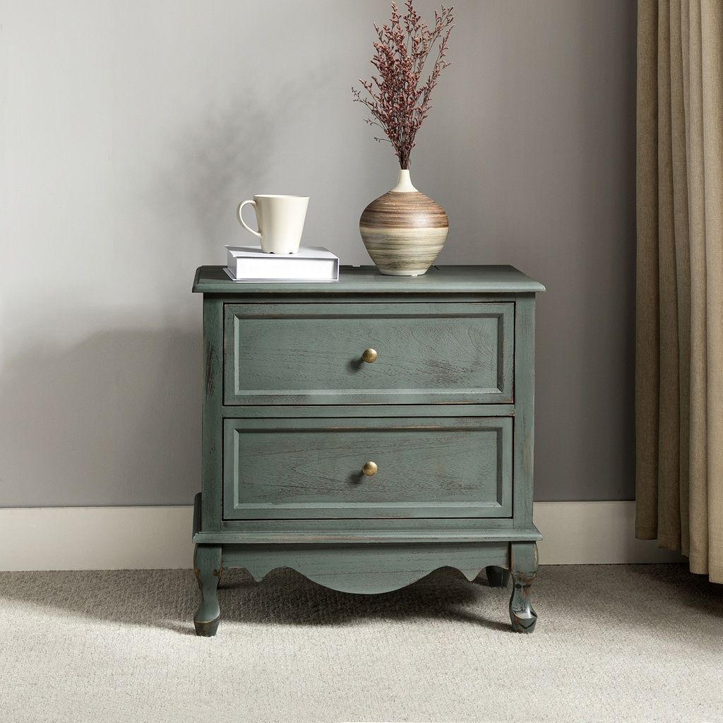 The appearance of Hippe Nightstand In Blue designed by Karat Home in the transitional interior design. This blue piece of furniture was selected by 1StopBedrooms from Hippe Collection to add a touch of cosiness and style into your home. Sku: NSCL0522-BLUE. Material: Engineered Wood.